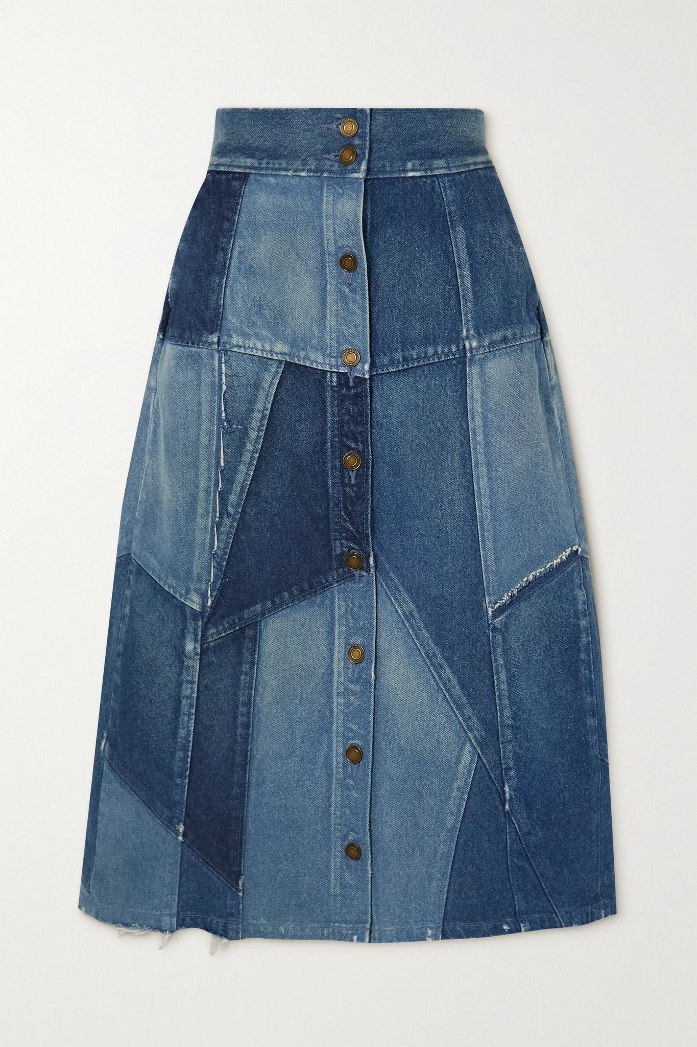 Patchwork denim midi skirt - 1