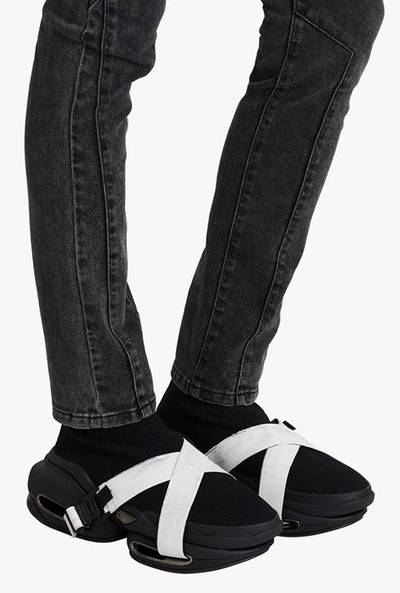 Balmain Black and white knit B-Bold high-top sneakers with straps outlook