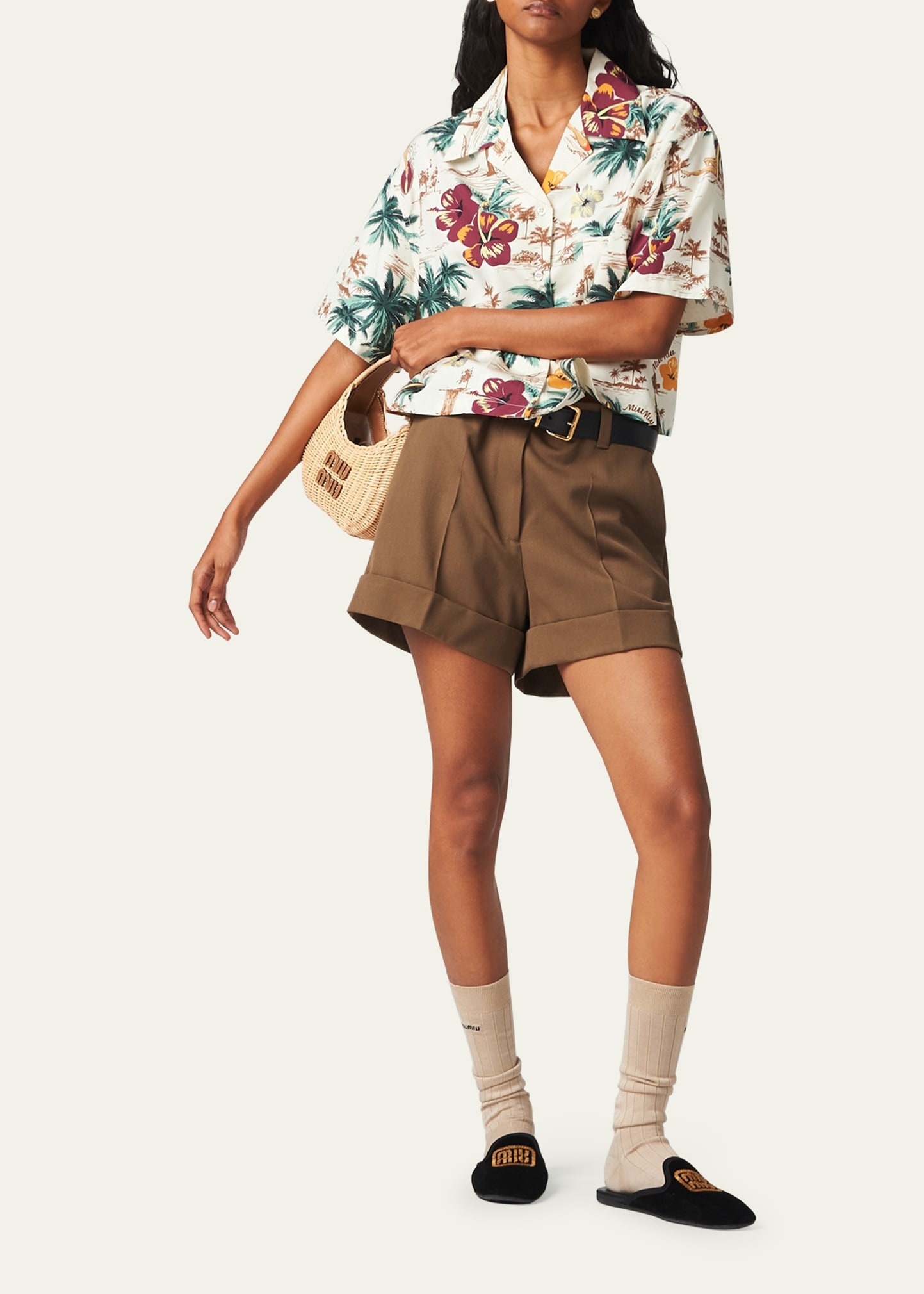 Logo Gabardine Low-Waist Bermuda Shorts - 2