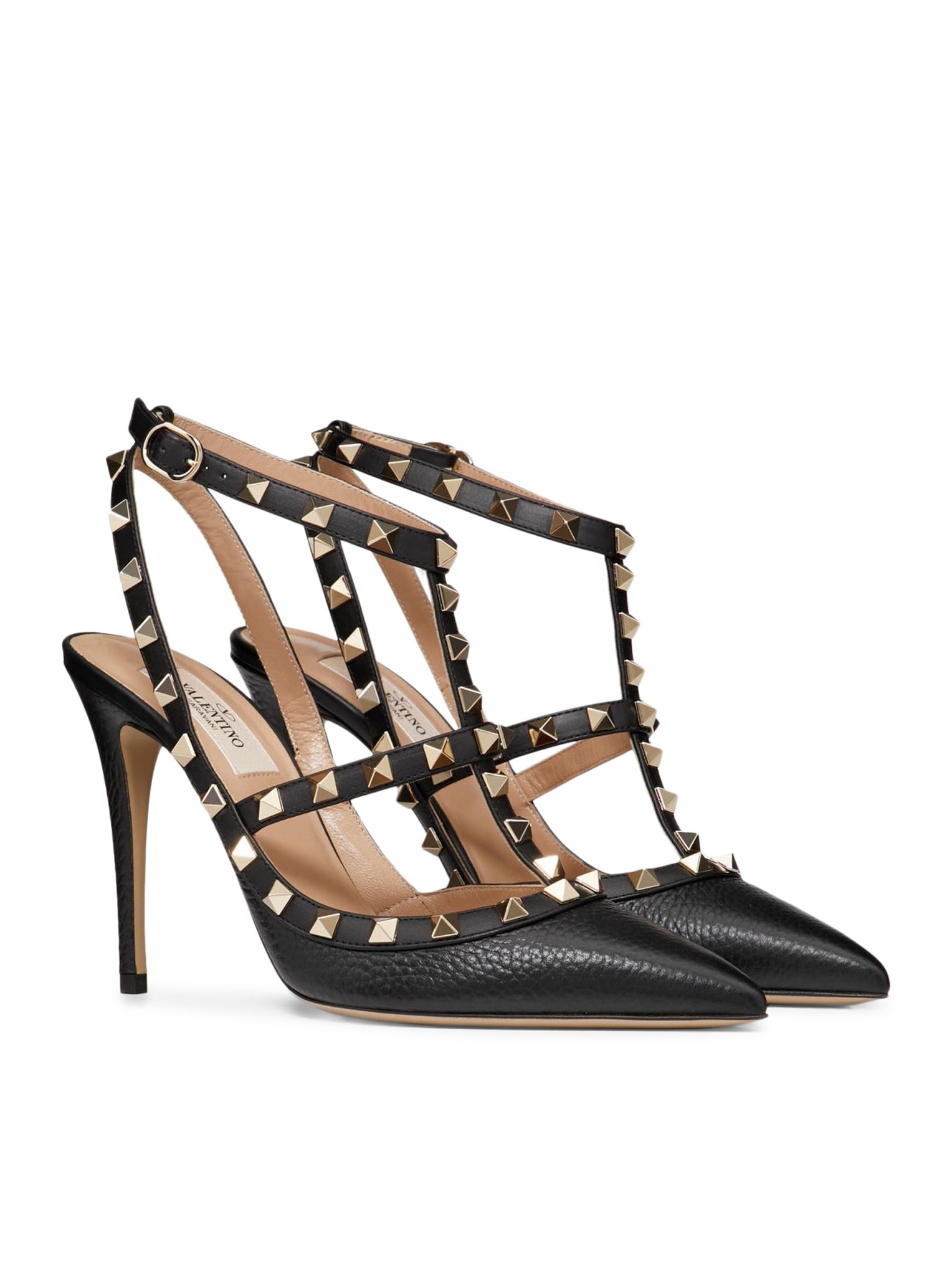 ROCKSTUD GARNET CALFSKIN STRAPS PUMPS 100MM - 3