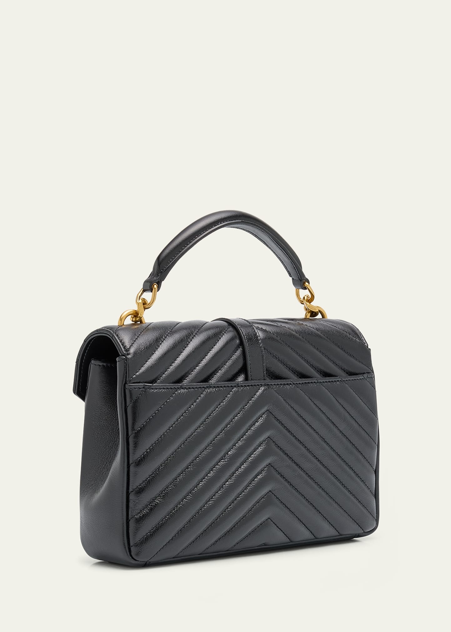 College Medium YSL Flap Top-Handle Bag in Quilted Leather - 3
