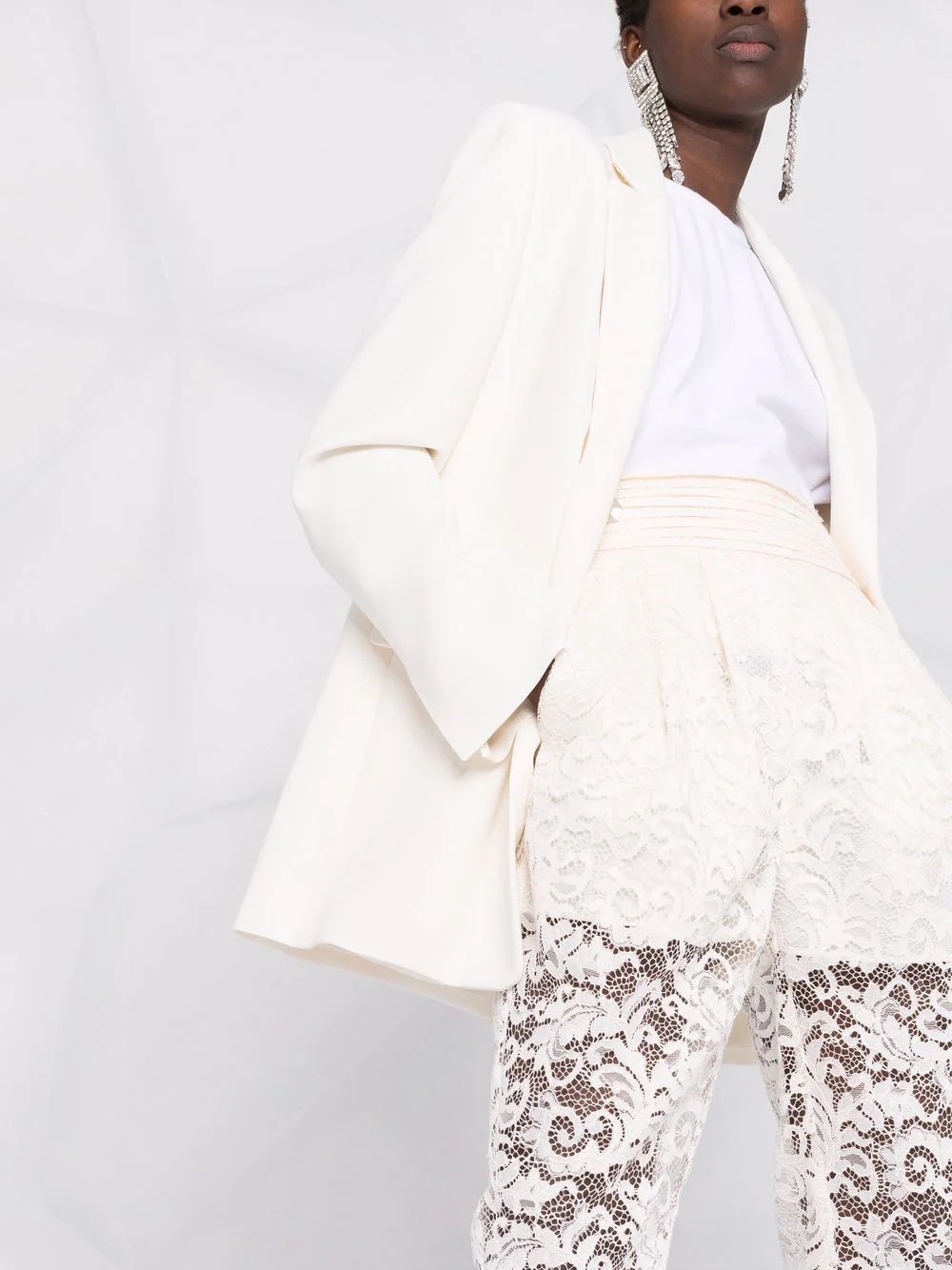 straight-leg lace trousers - 3