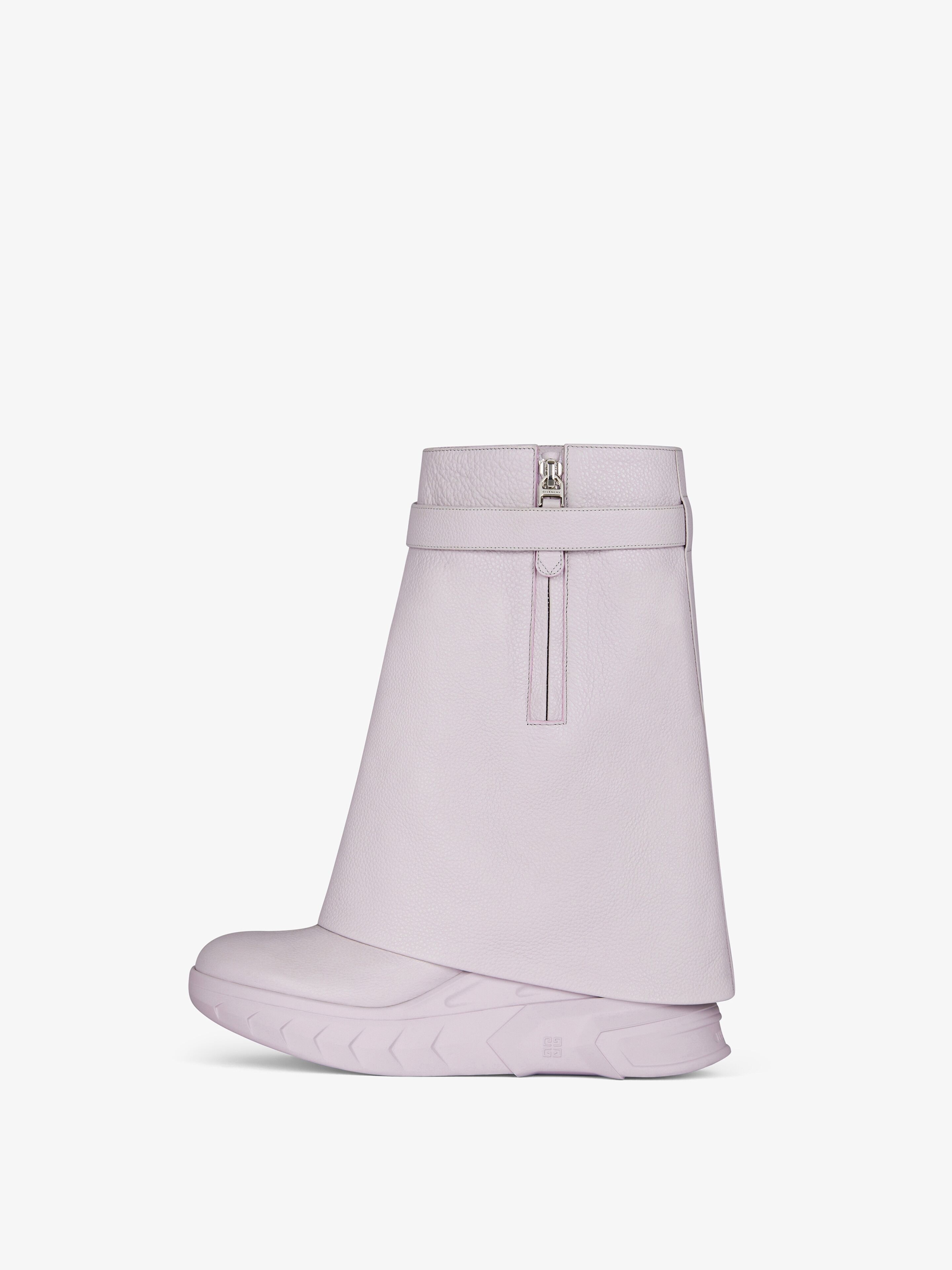 SHARK LOCK BIKER ANKLE BOOTS IN GRAINED LEATHER - 5