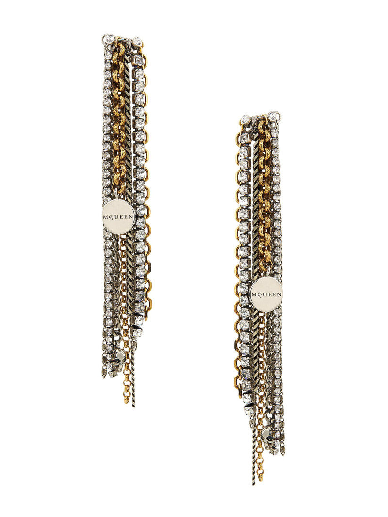 Women's Banshee Two-Tone & Crystal Chain Earrings - Pearl Grey 1