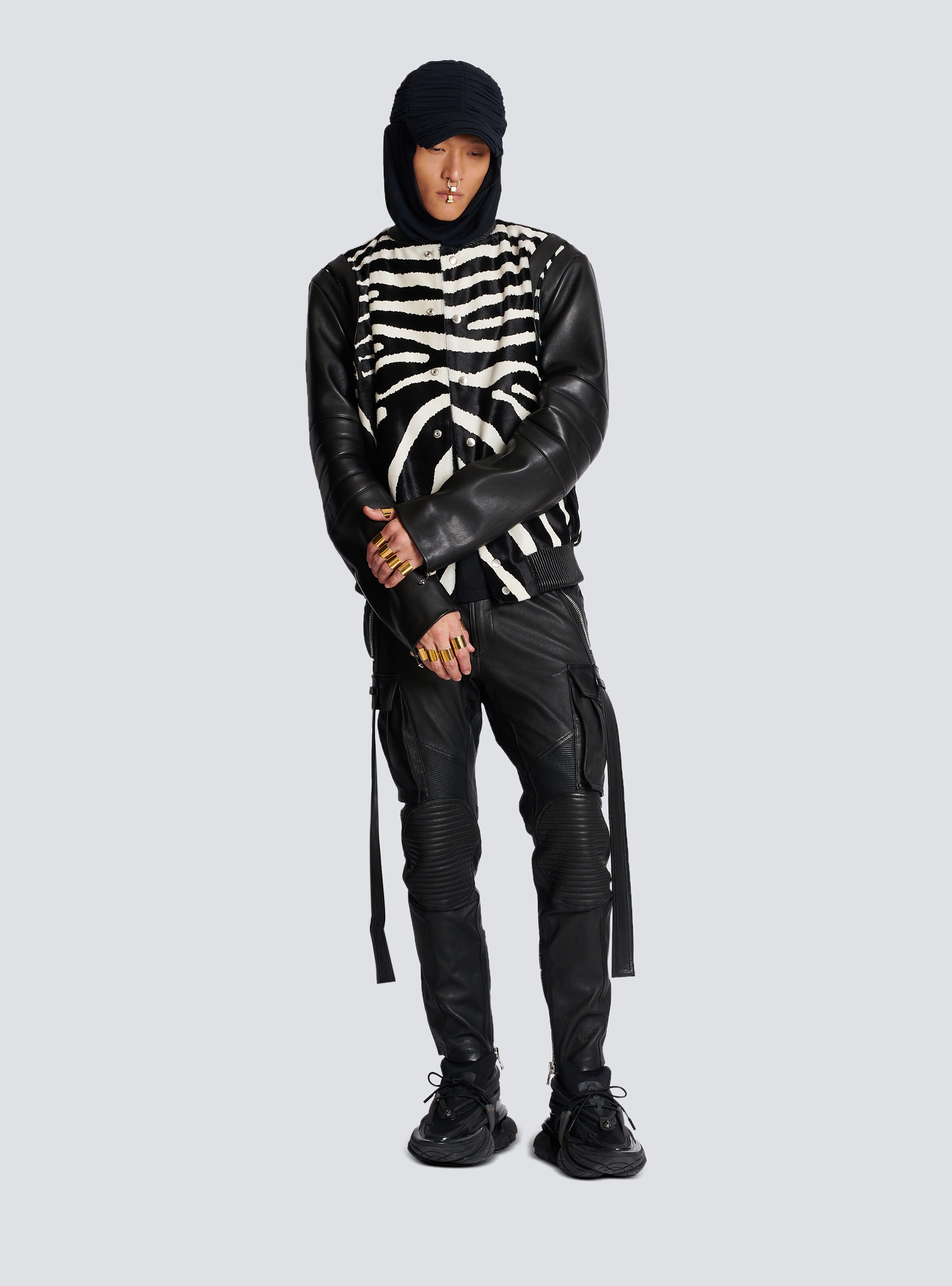 Leather bomber with zebra motif - 2