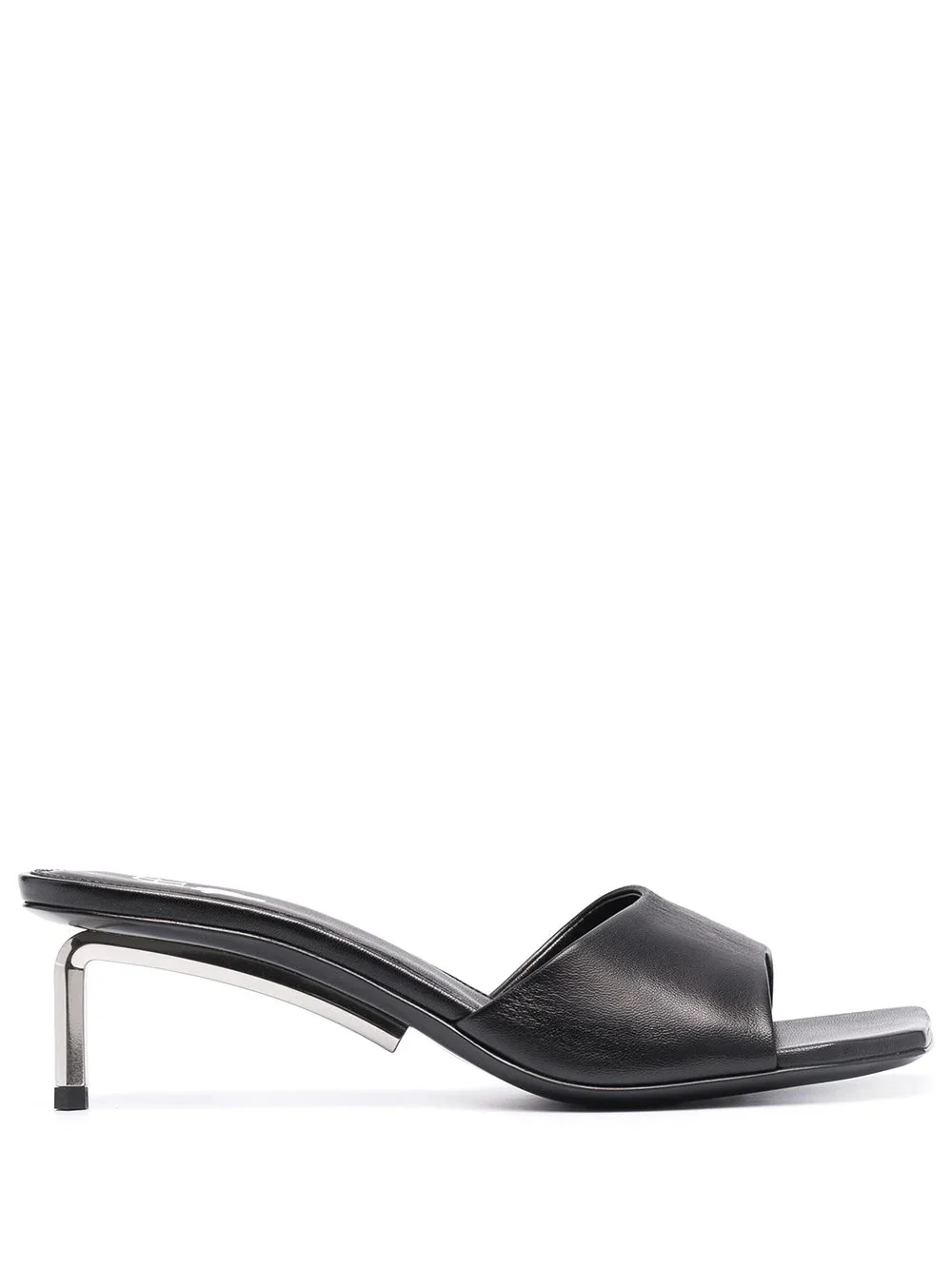 square-toe leather mules - 1