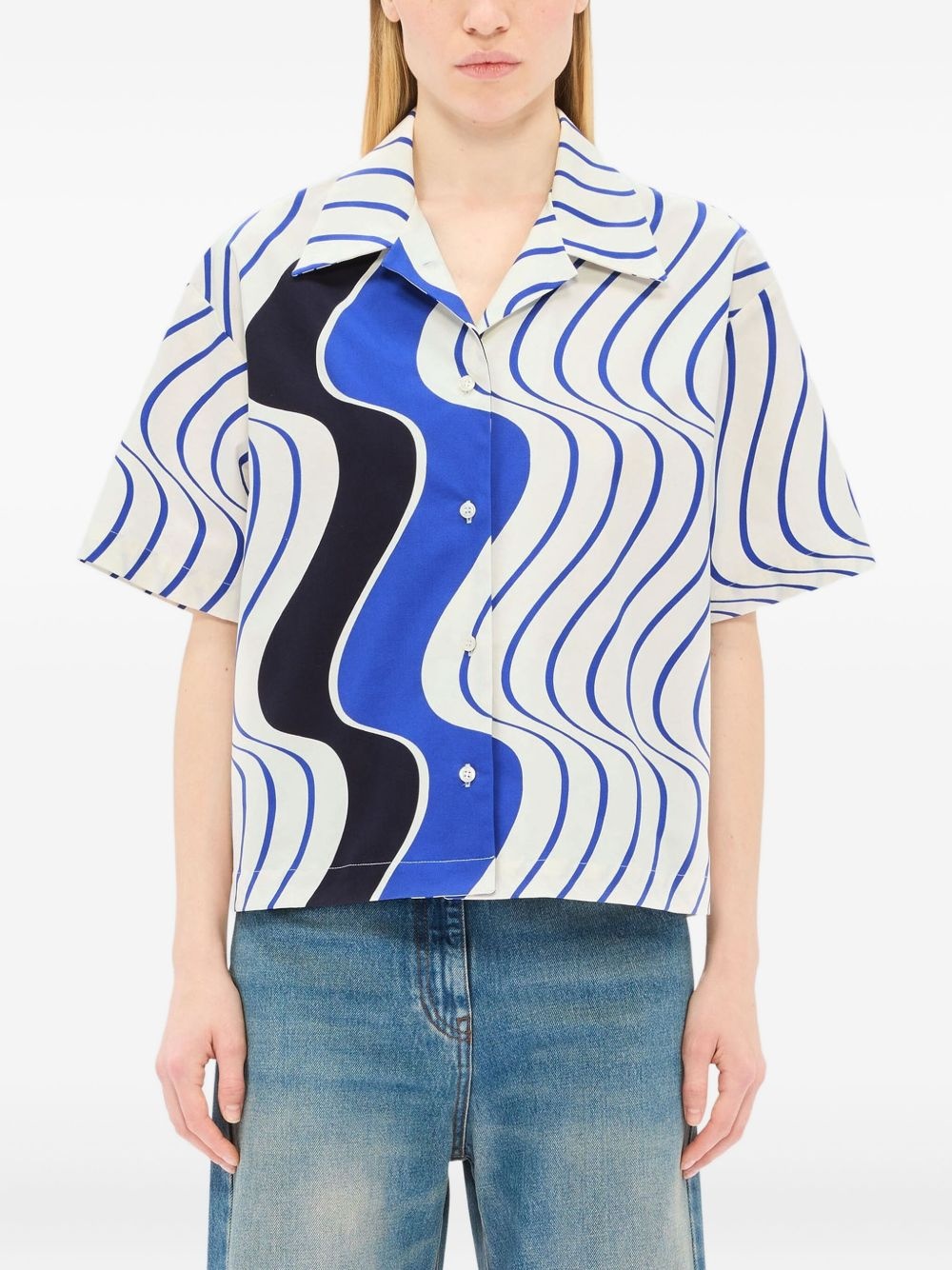 wave-print shirt - 3