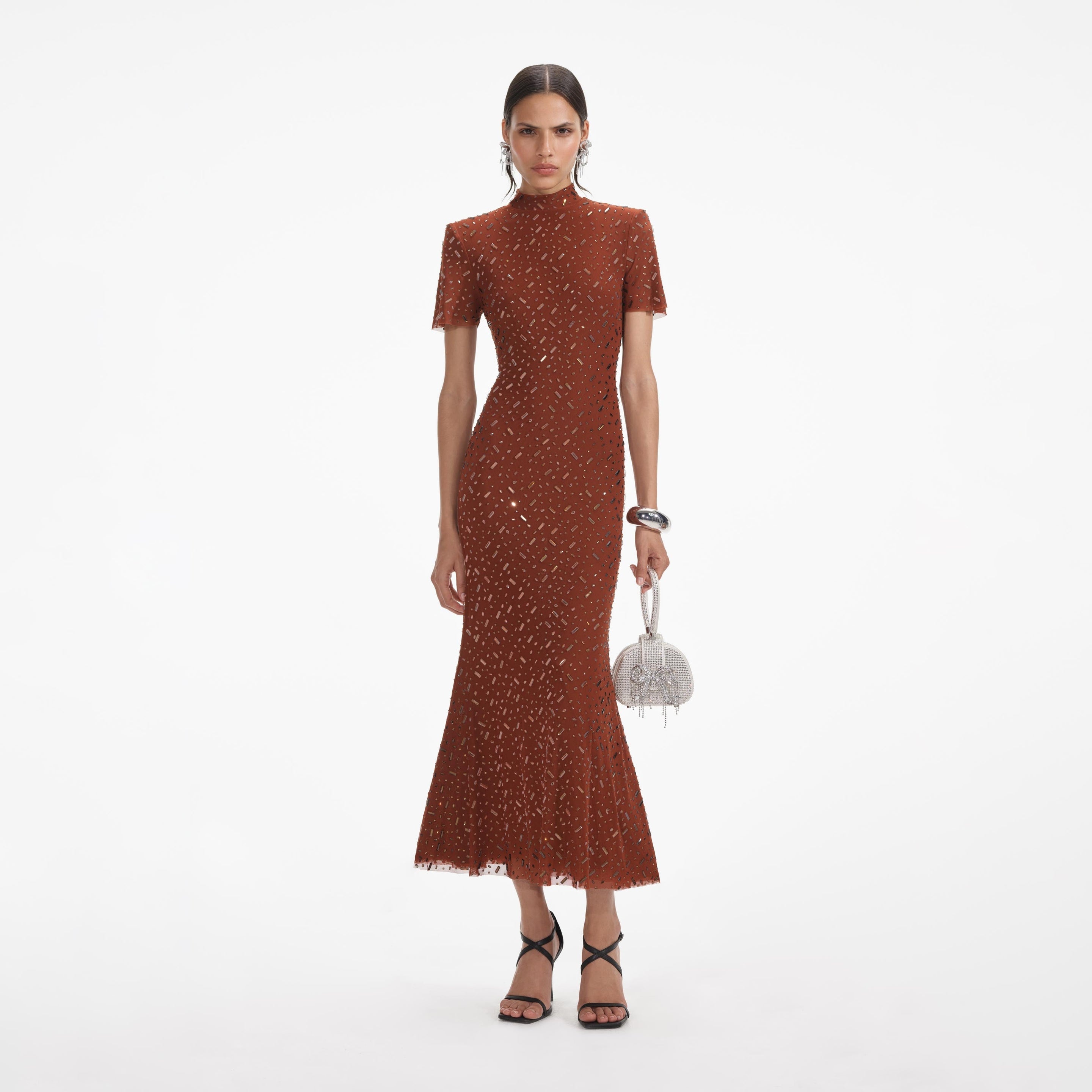 Self portrait mesh midi dress sales