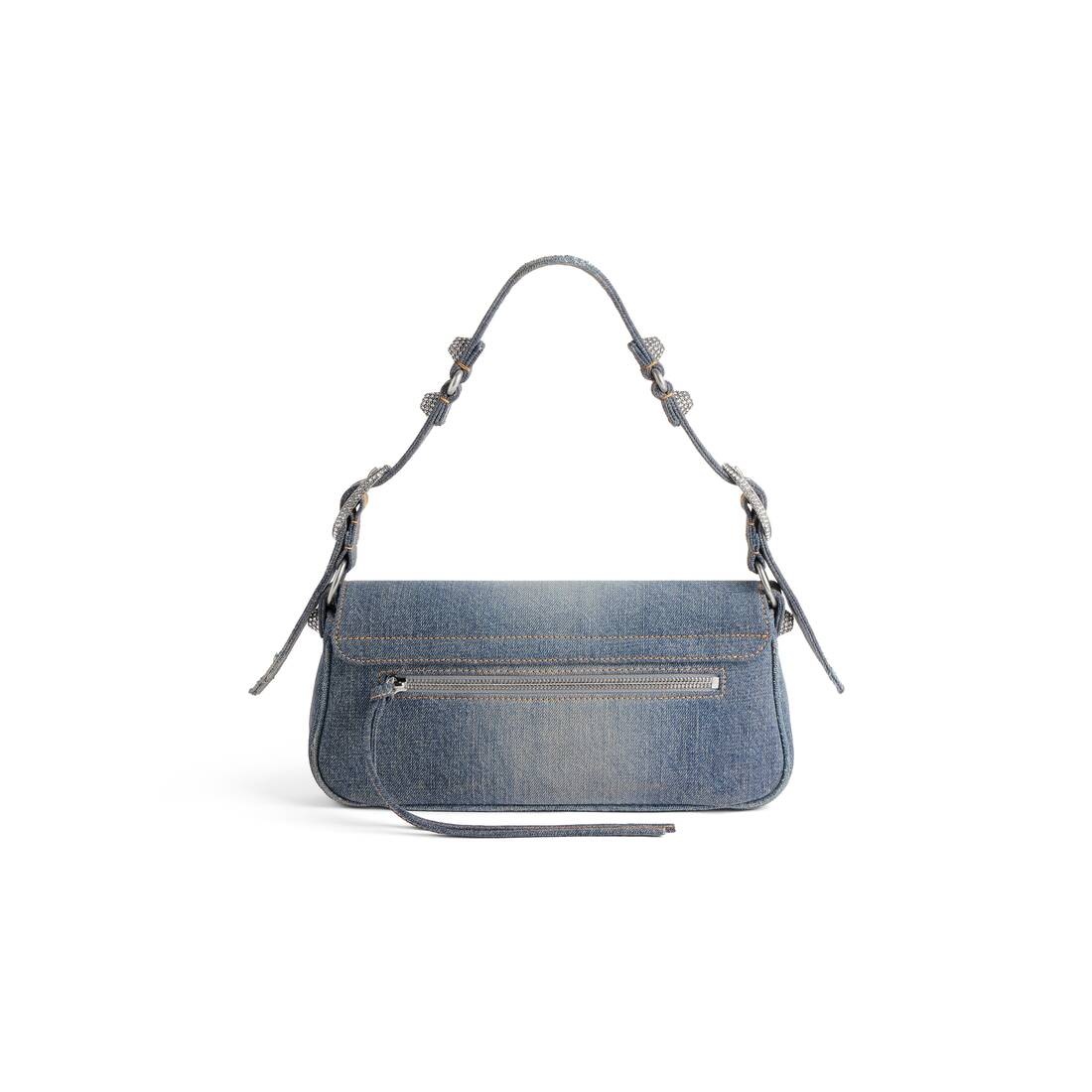 Women's Le Cagole Small Sling Bag Denim With Rhinestones in Blue - 6