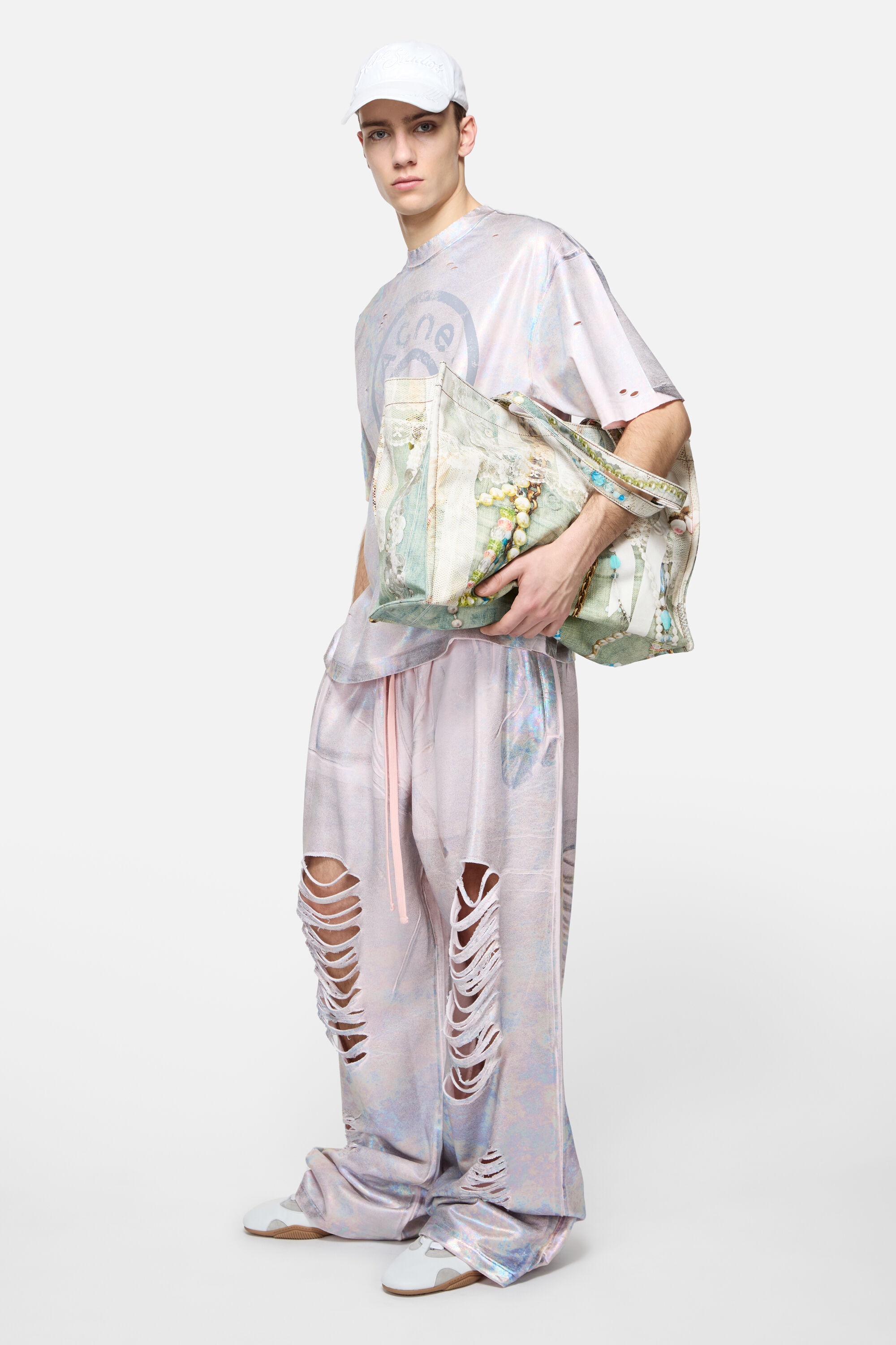 Logo Shoulder Tote Bag - White/green - 2