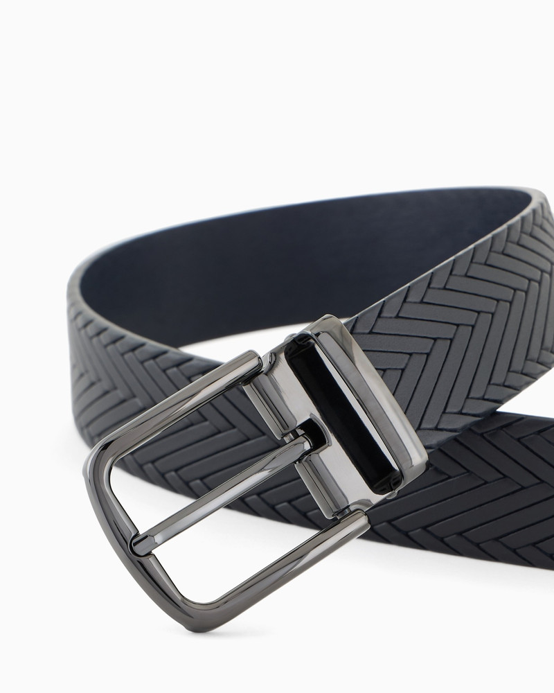 EMPORIO ARMANI LEATHER BELT WITH BRAIDED PRINT outlook