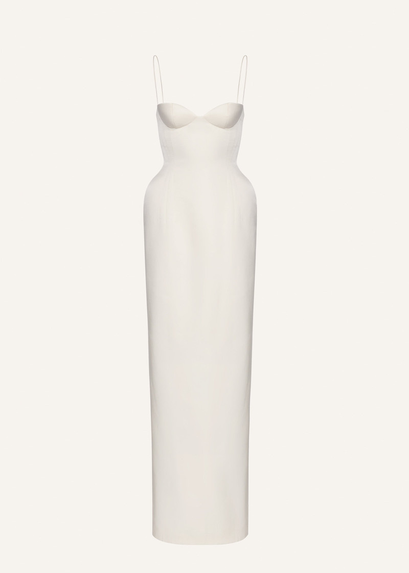 Sweetheart silk hourglass maxi dress in cream 1