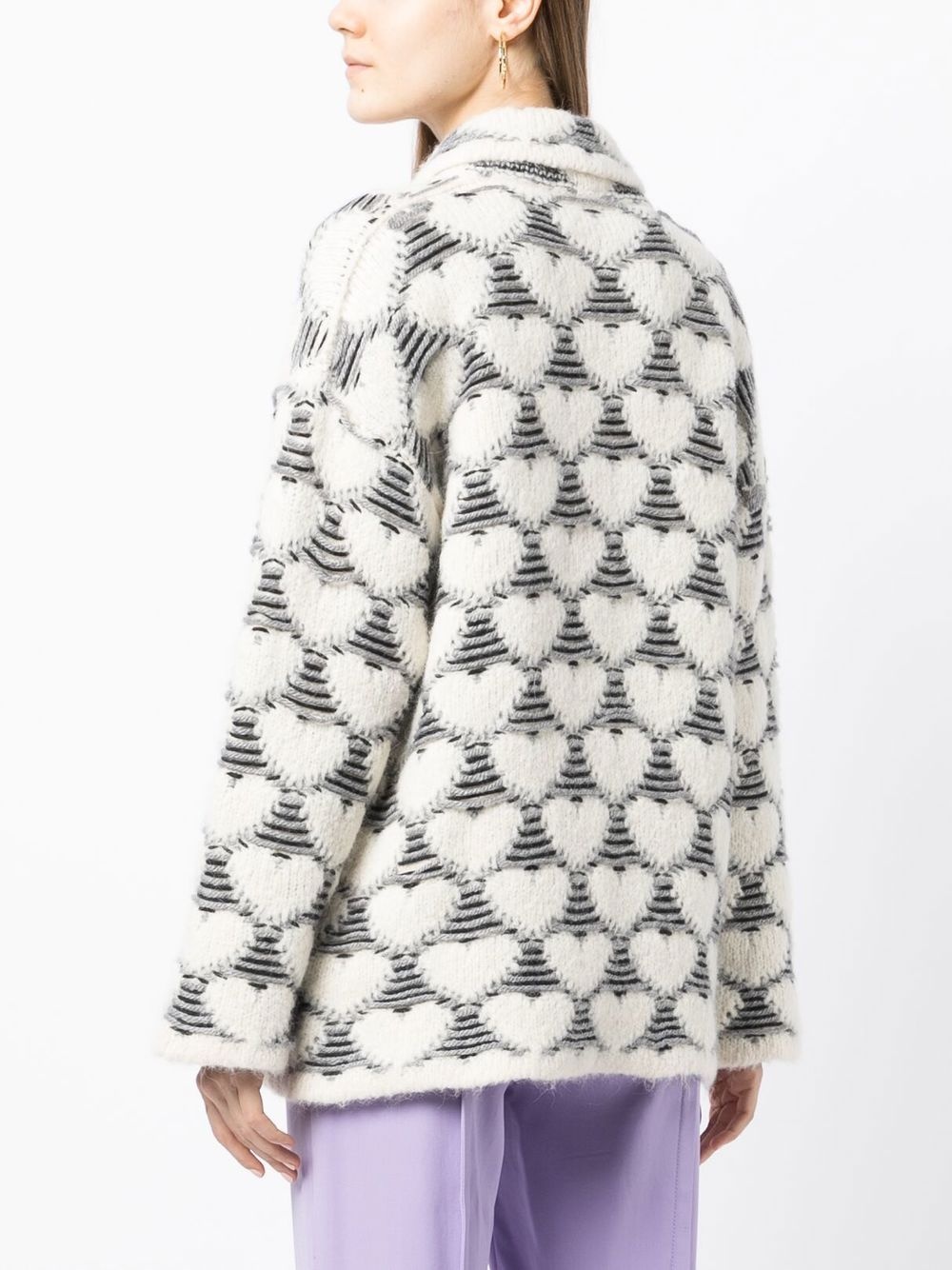heart-print knit cardigan - 3