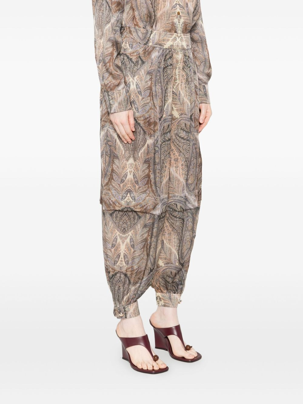 paisley-print pleated trousers - 3
