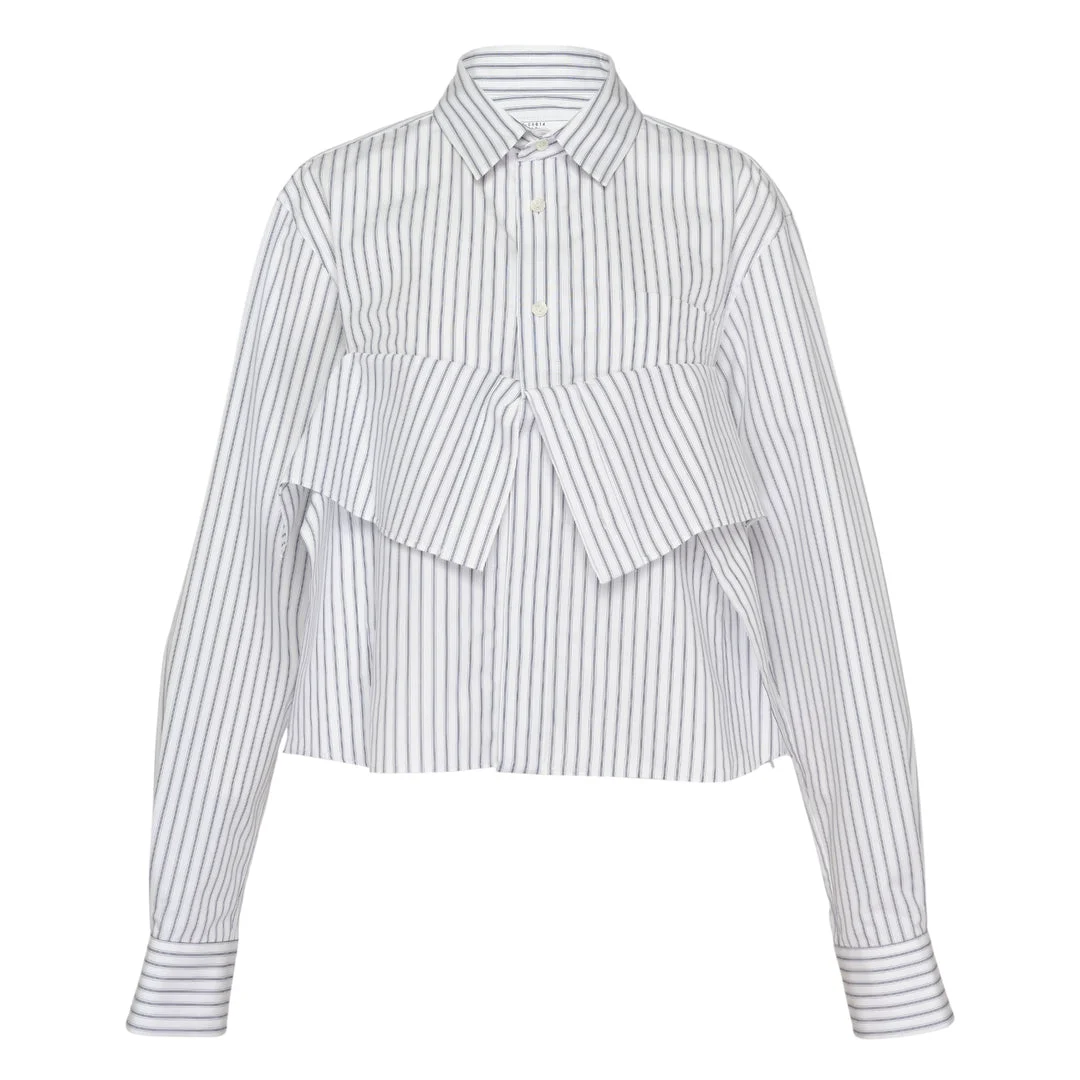 Striped Cropped Poplin Shirt - 1