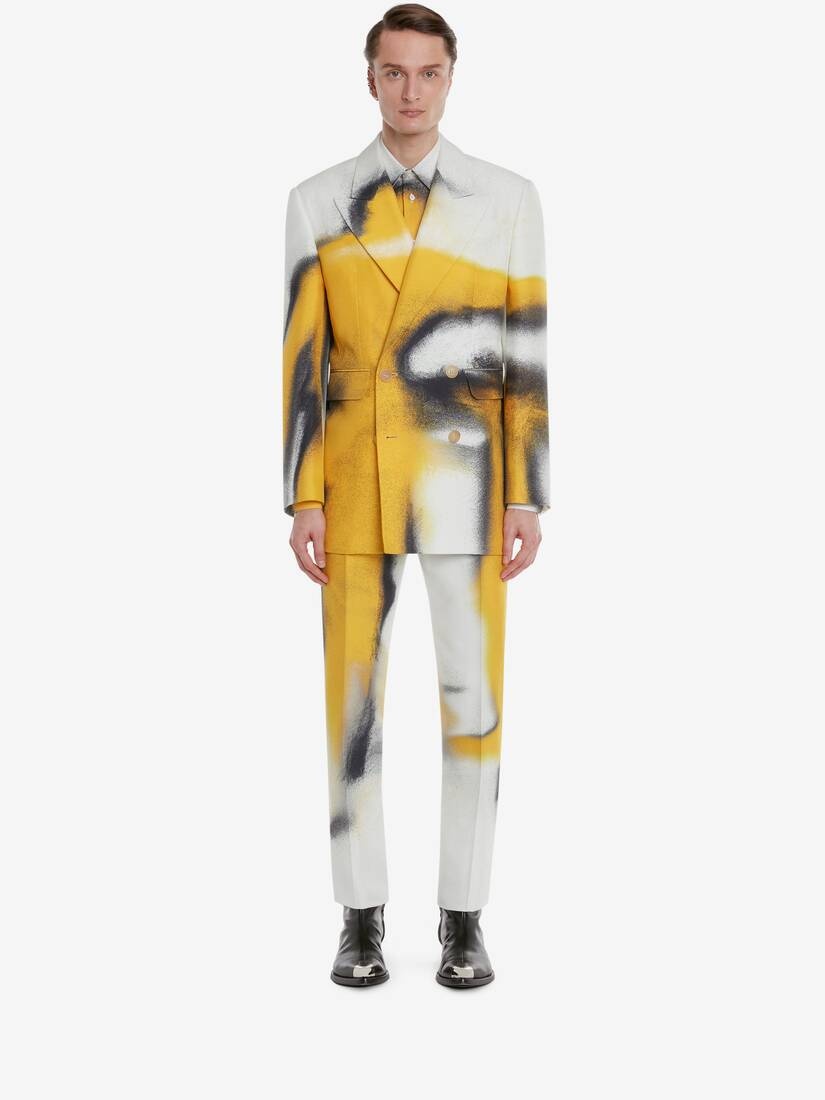 Men's Silhouette Double-breasted Jacket in Ivory/yellow - 2