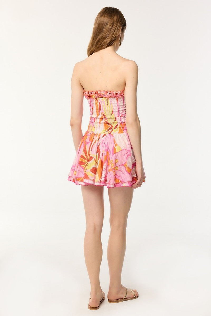Poupette St Barth Bandeau Dress Cory - Pink Macro Lilium outlook