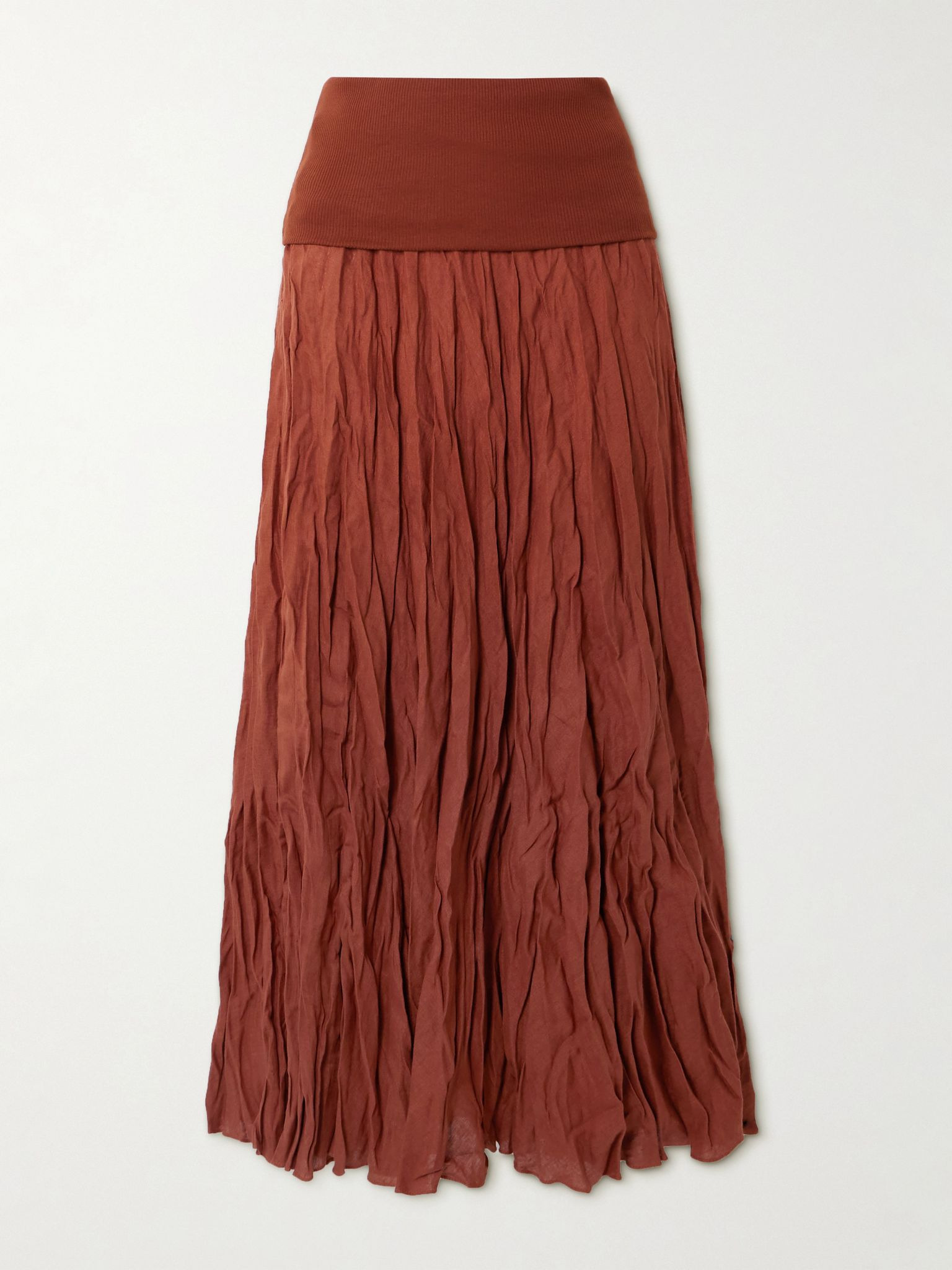 Light and Sound convertible crinkled organic linen-blend maxi skirt Burgundy - 6