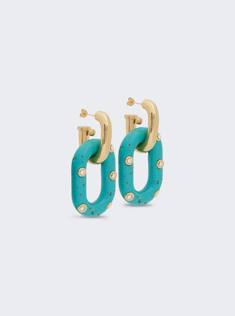 Xl Link Oversized Palm Spring Earrings Gold And Turquoise - 3