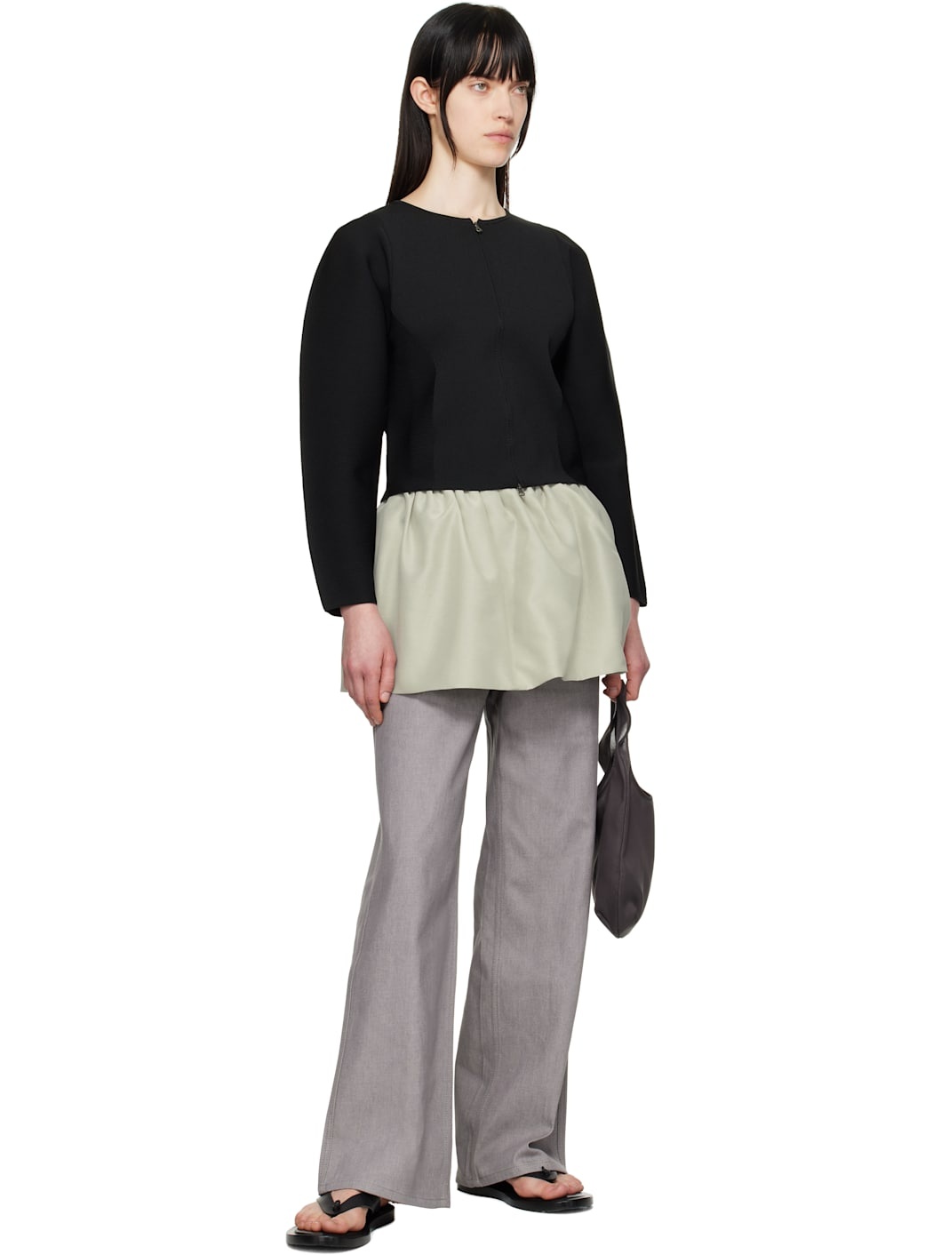 Black Rounded Zip-Up Cardigan - 4