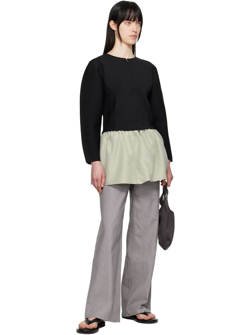 AMOMENTO Black Rounded Zip-Up Cardigan outlook