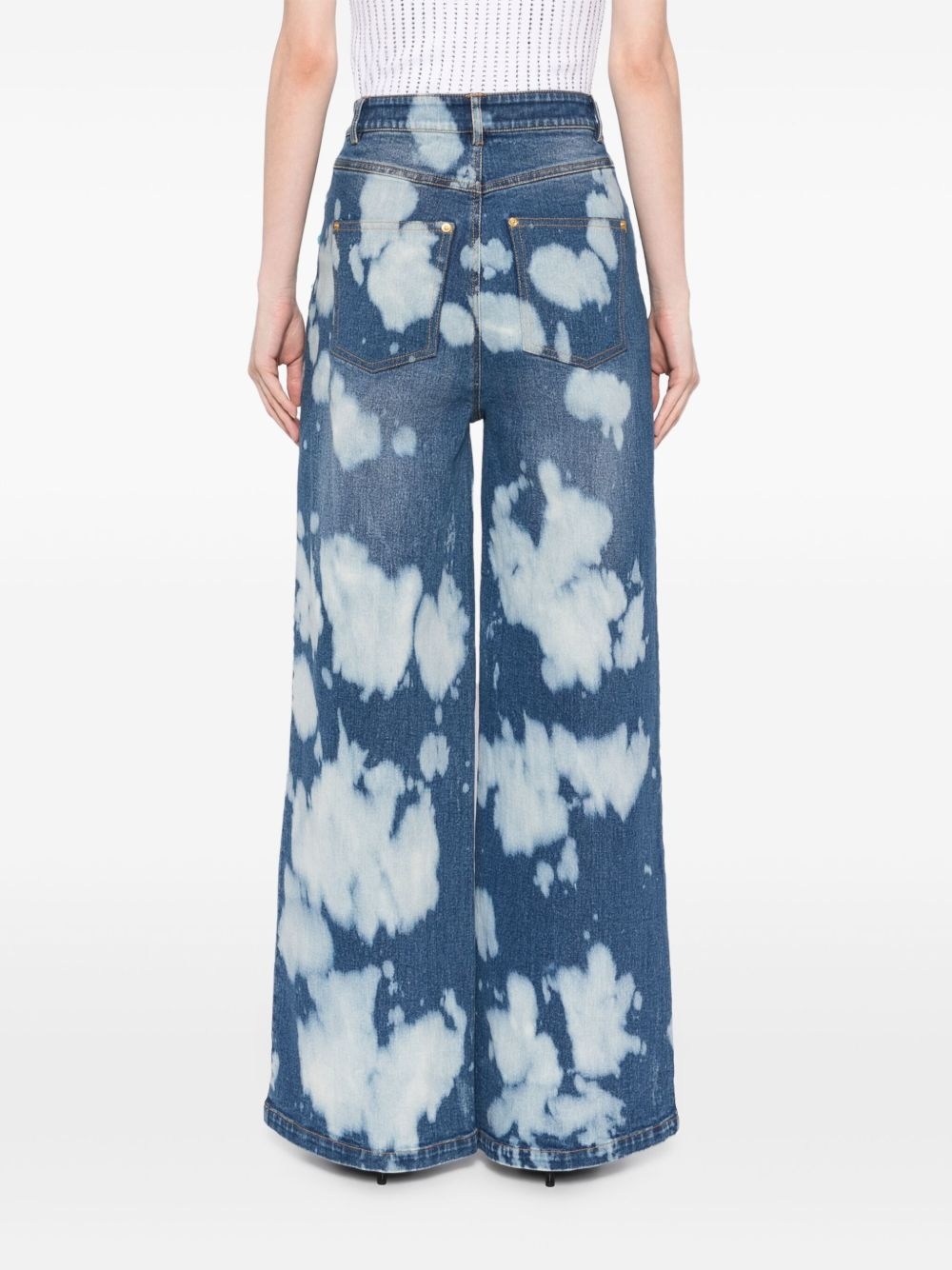 turquoise-stone bleached jeans - 4