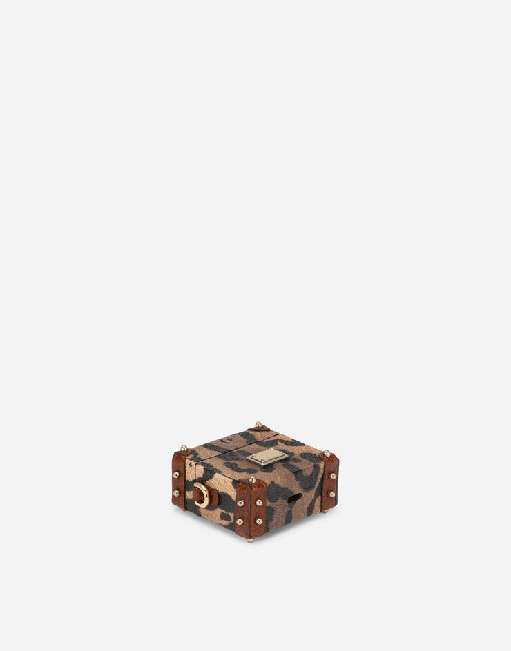Airpods case in leopard-print Crespo with branded plate - 5