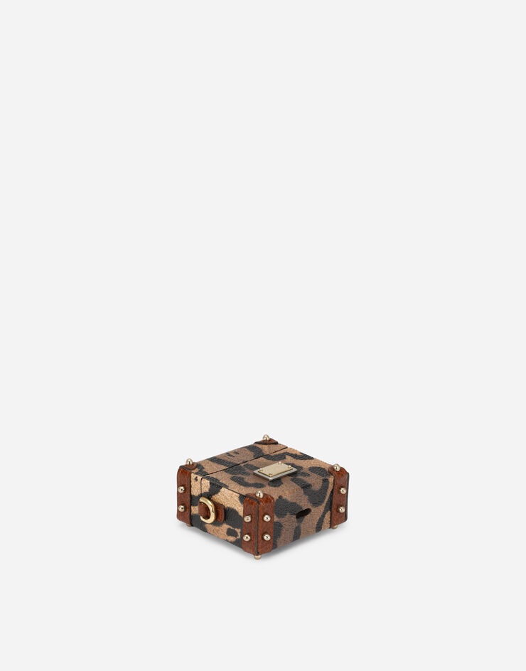 Airpods case in leopard-print Crespo with branded plate - 6