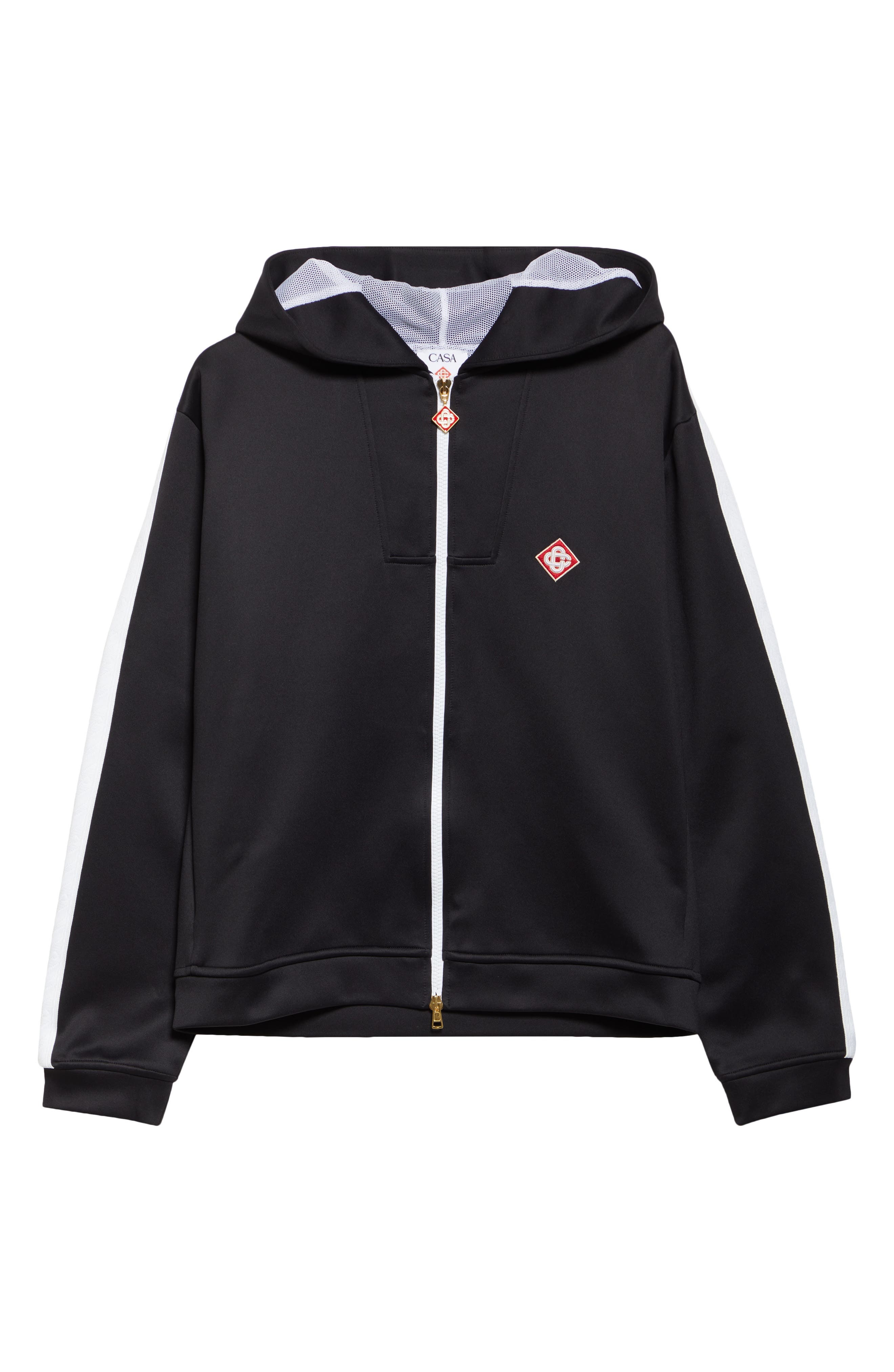 Casablanca Laurel Tape Hooded Scuba Jersey Track Jacket in Black at Nordstrom - 6