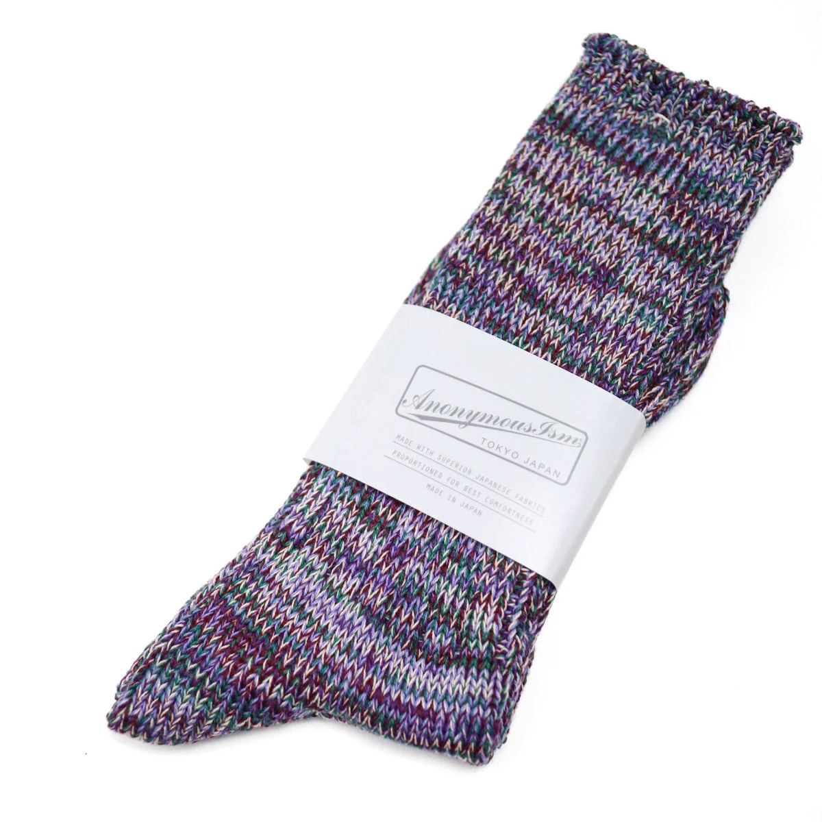 5 Color Mix Crew Sock Purple - 1