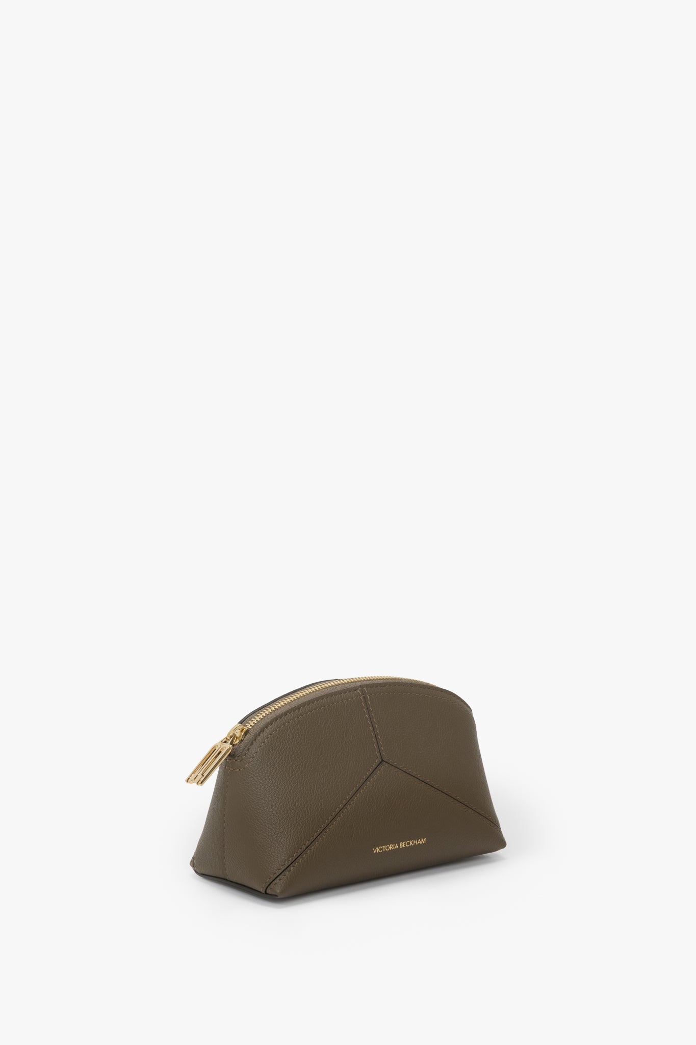 Victoria Mini Travel Pouch In Khaki Soft Grained Leather - 2