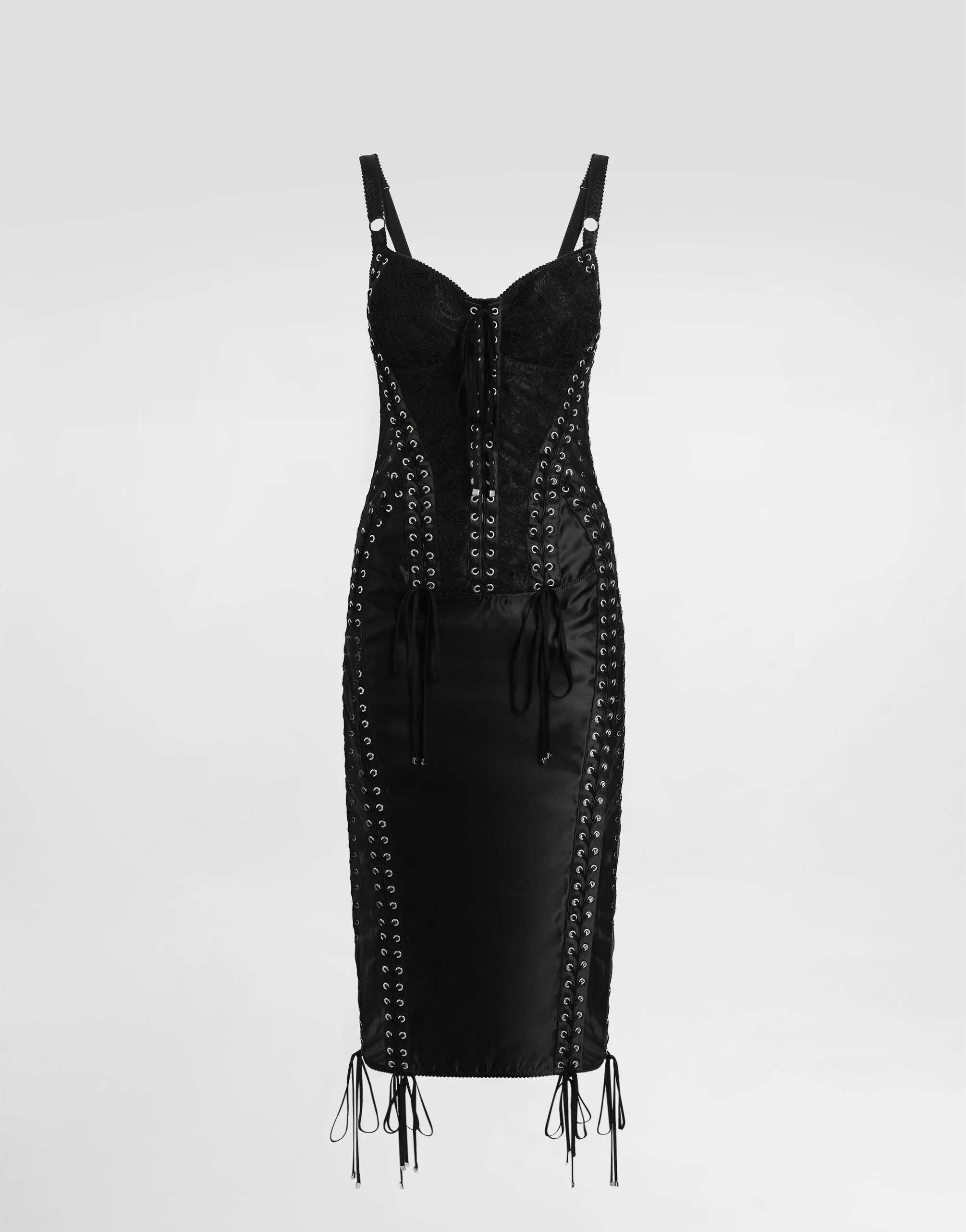 Calf-length dress with corset detailing - 1