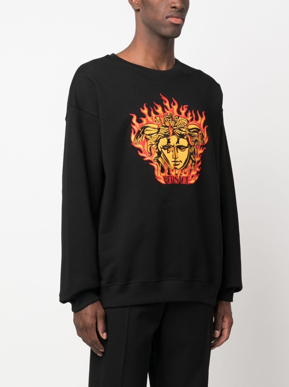 Medusa-embroidered cotton sweatshirt - 3