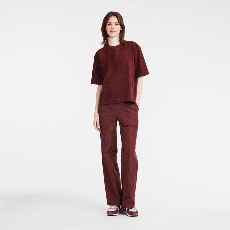 Longchamp Short leather top Burgundy - Leather outlook
