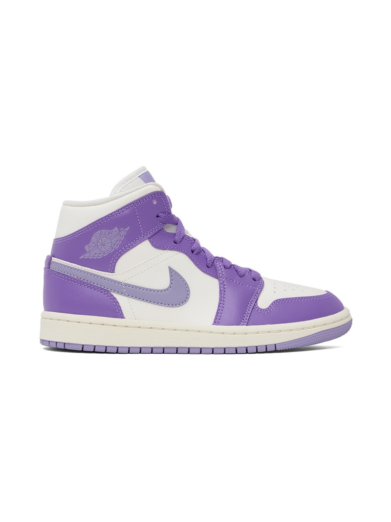 Purple & White Air Jordan 1 Mid Sneakers - 1