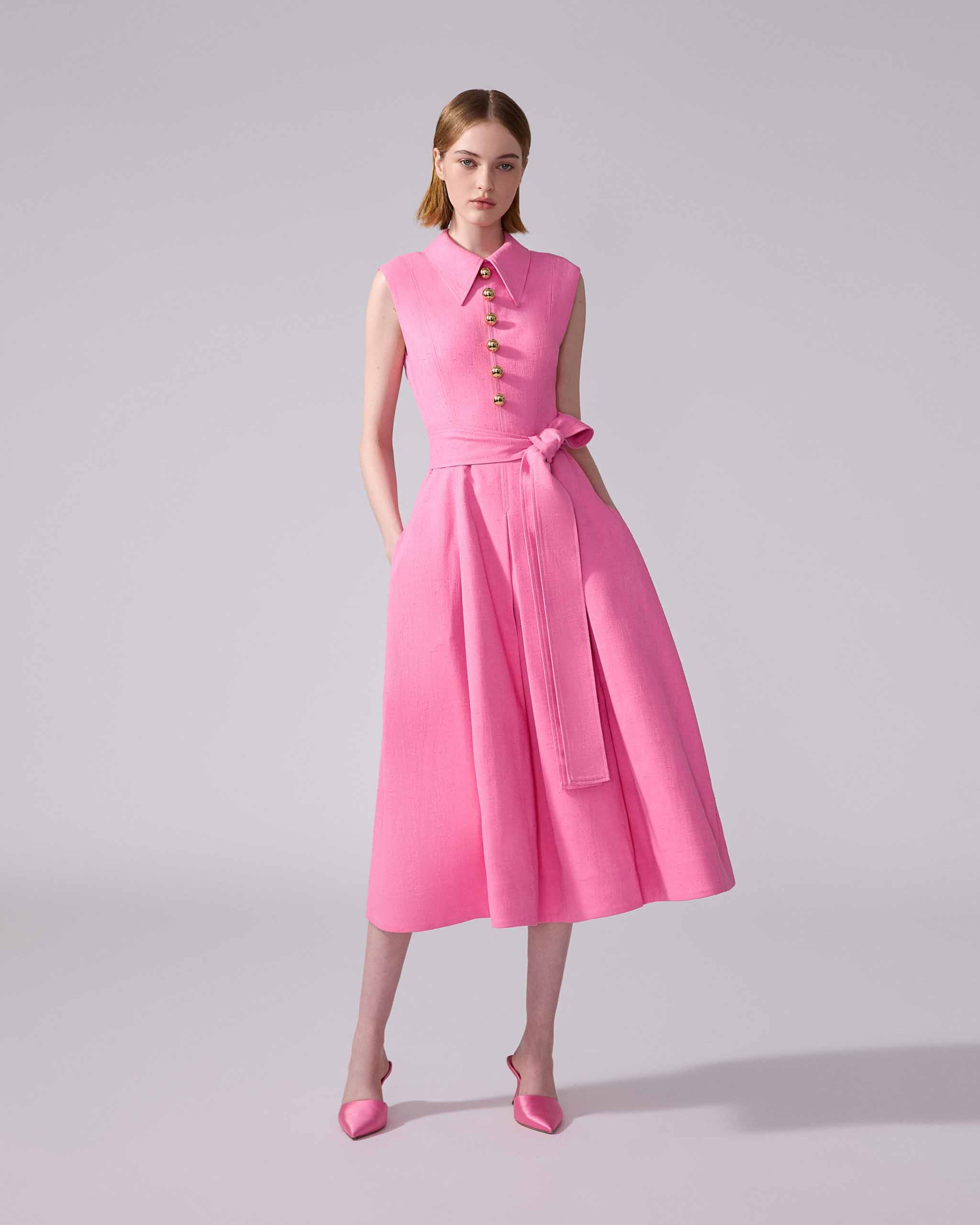 Sleeveless Belted Midi Dress - 2