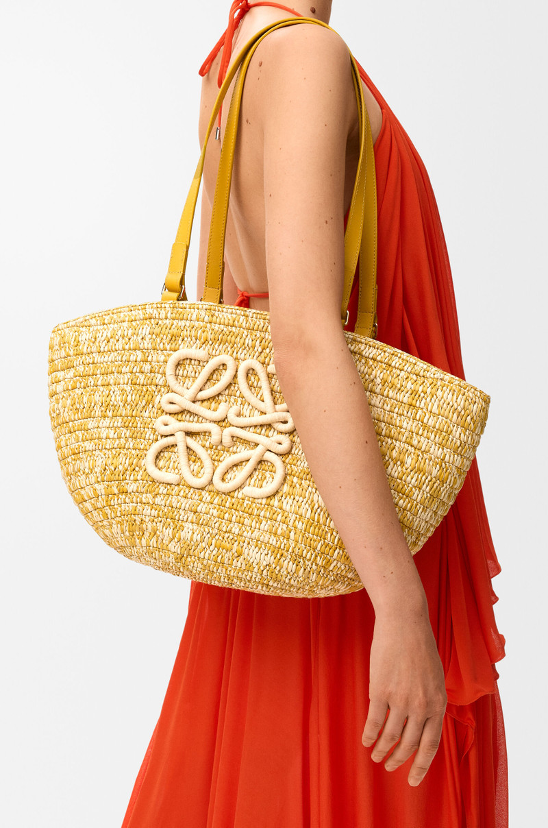 Medium Eclipse basket in raffia and calfskin 3