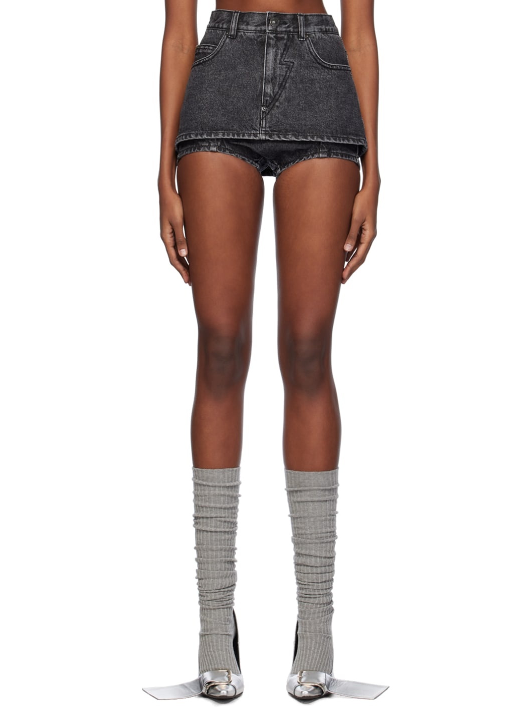 SSENSE Exclusive Black Denim Skort - 1