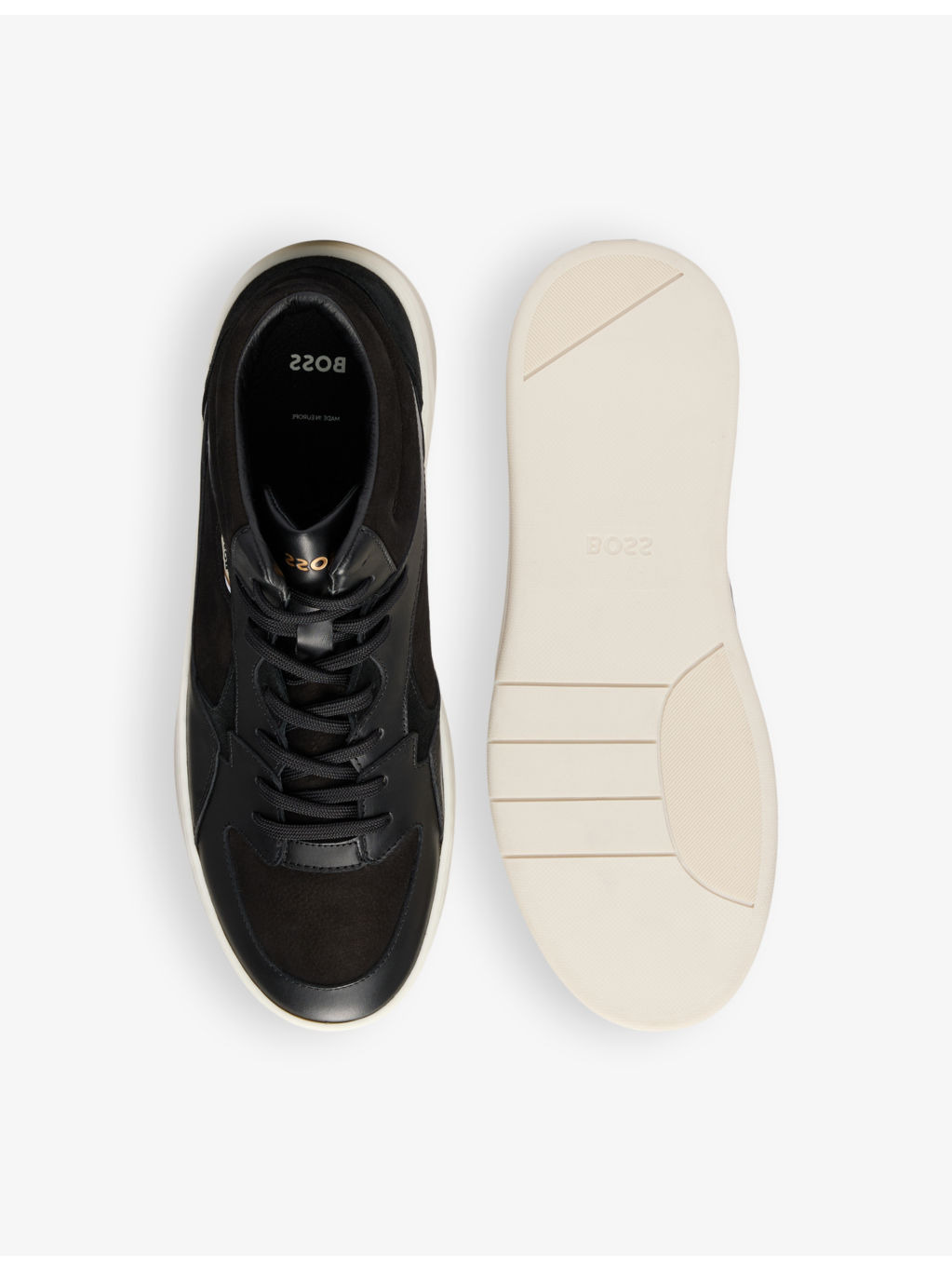 Branded-tongue leather high-top trainers - 3