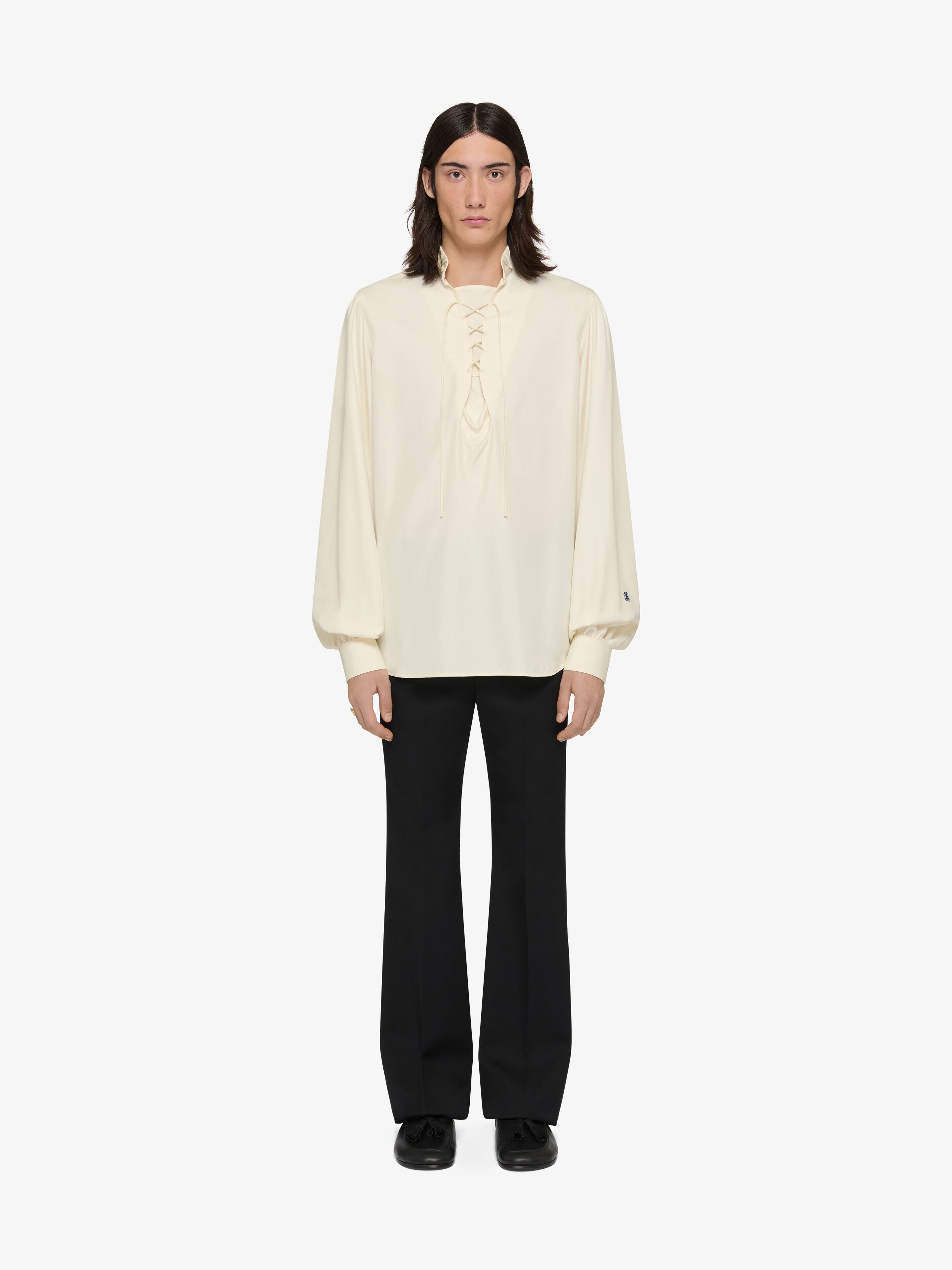 SHIRT IN SILK WITH LACES WITH HG EMBROIDERY - 2