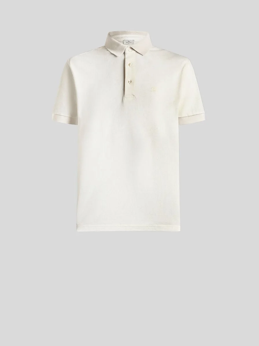 COTTON POLO SHIRT WITH ARNICA MOTIF - 1