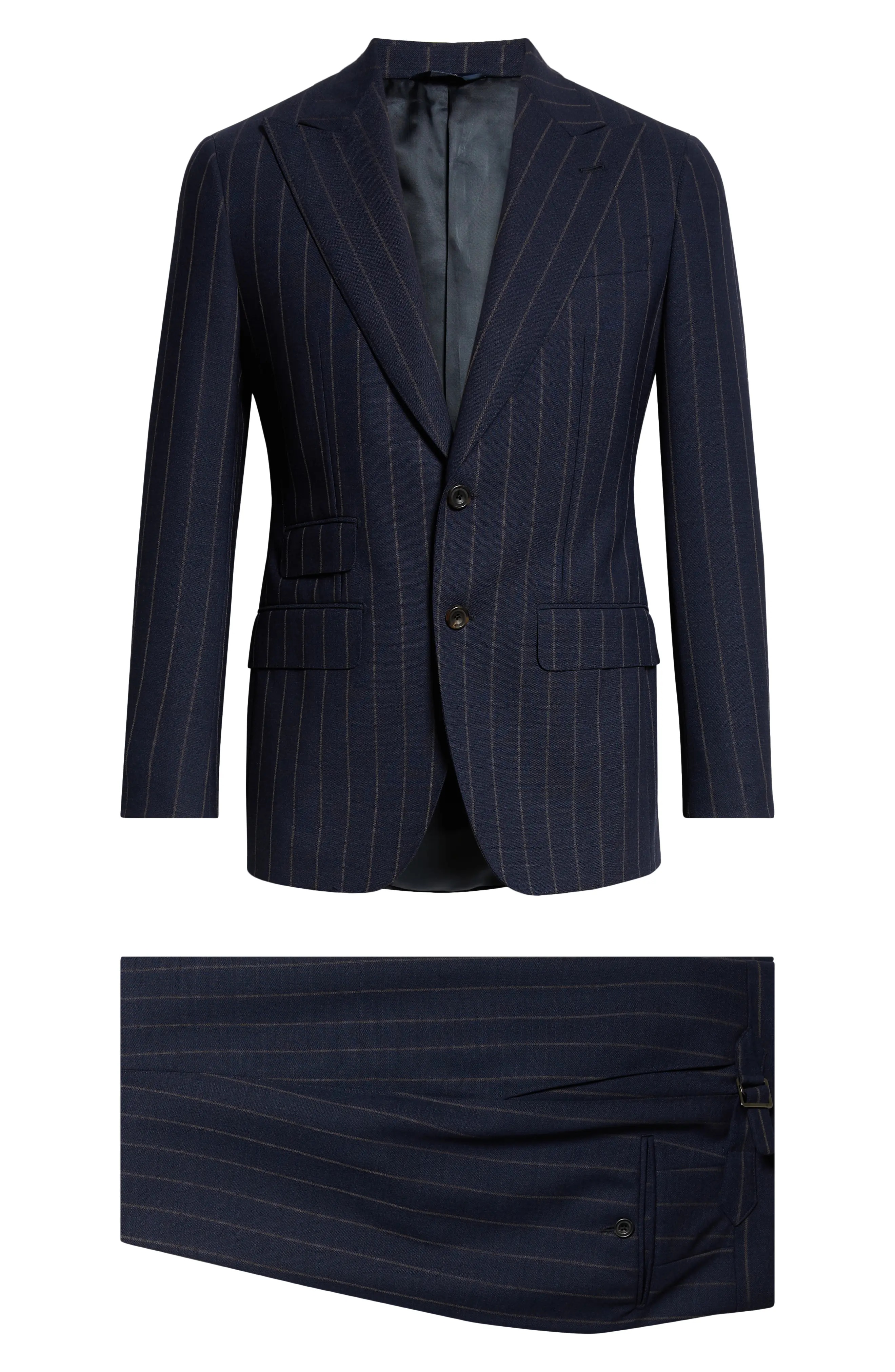 Pinstripe Structured Wool Suit - 7