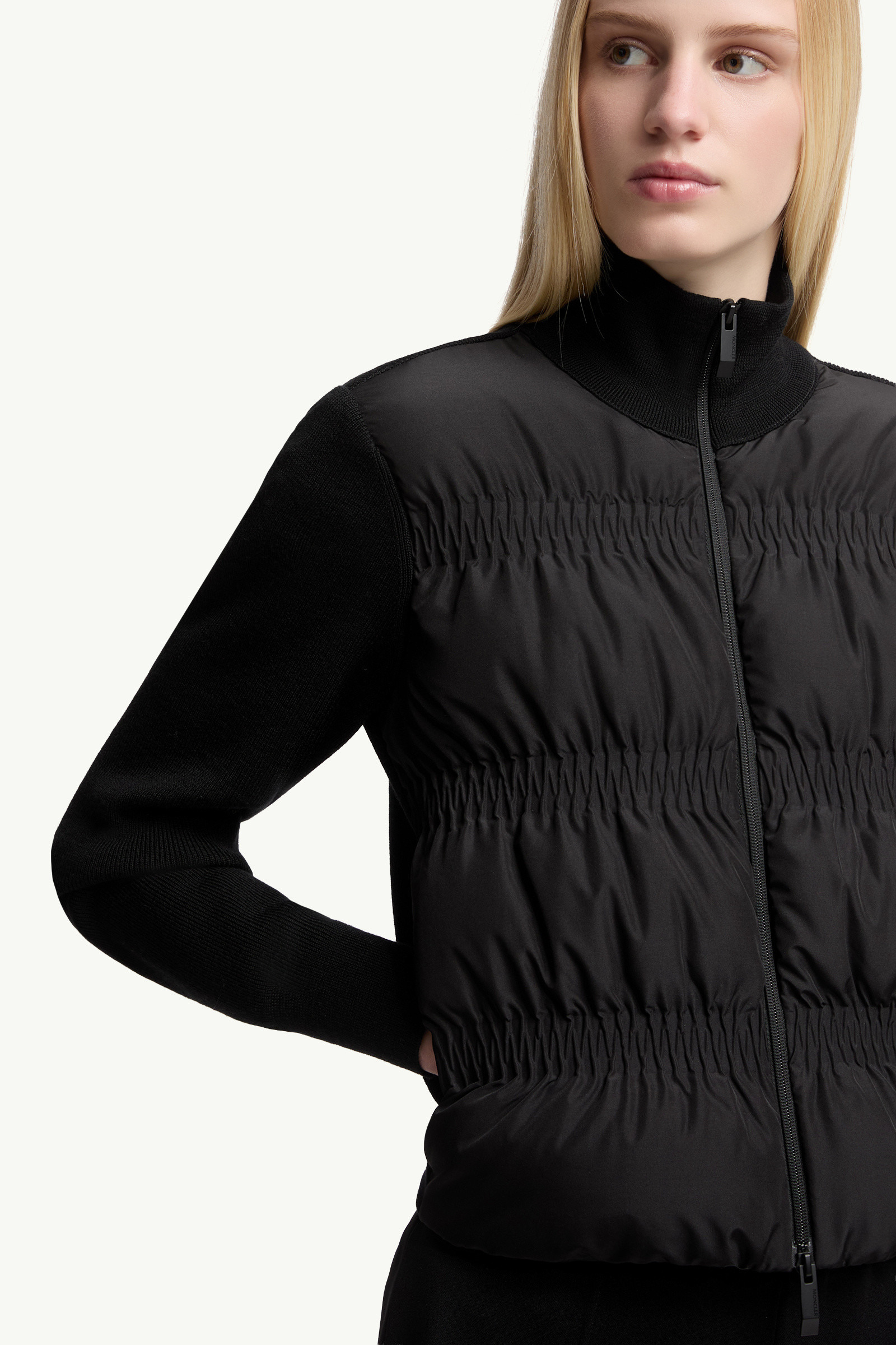 Padded Wool Zip-Up Cardigan - 6