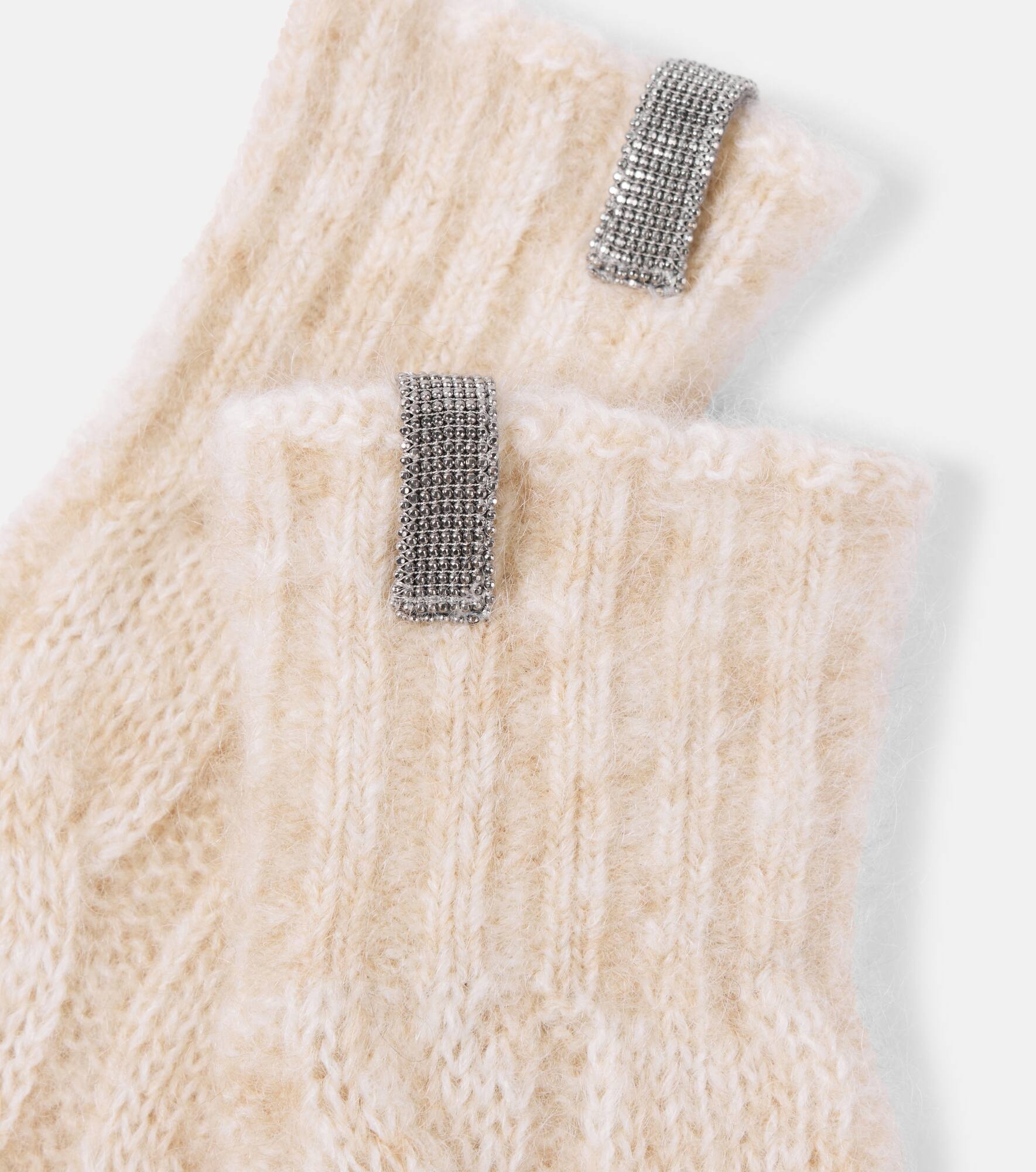 Embellished cable-knit wool gloves - 2