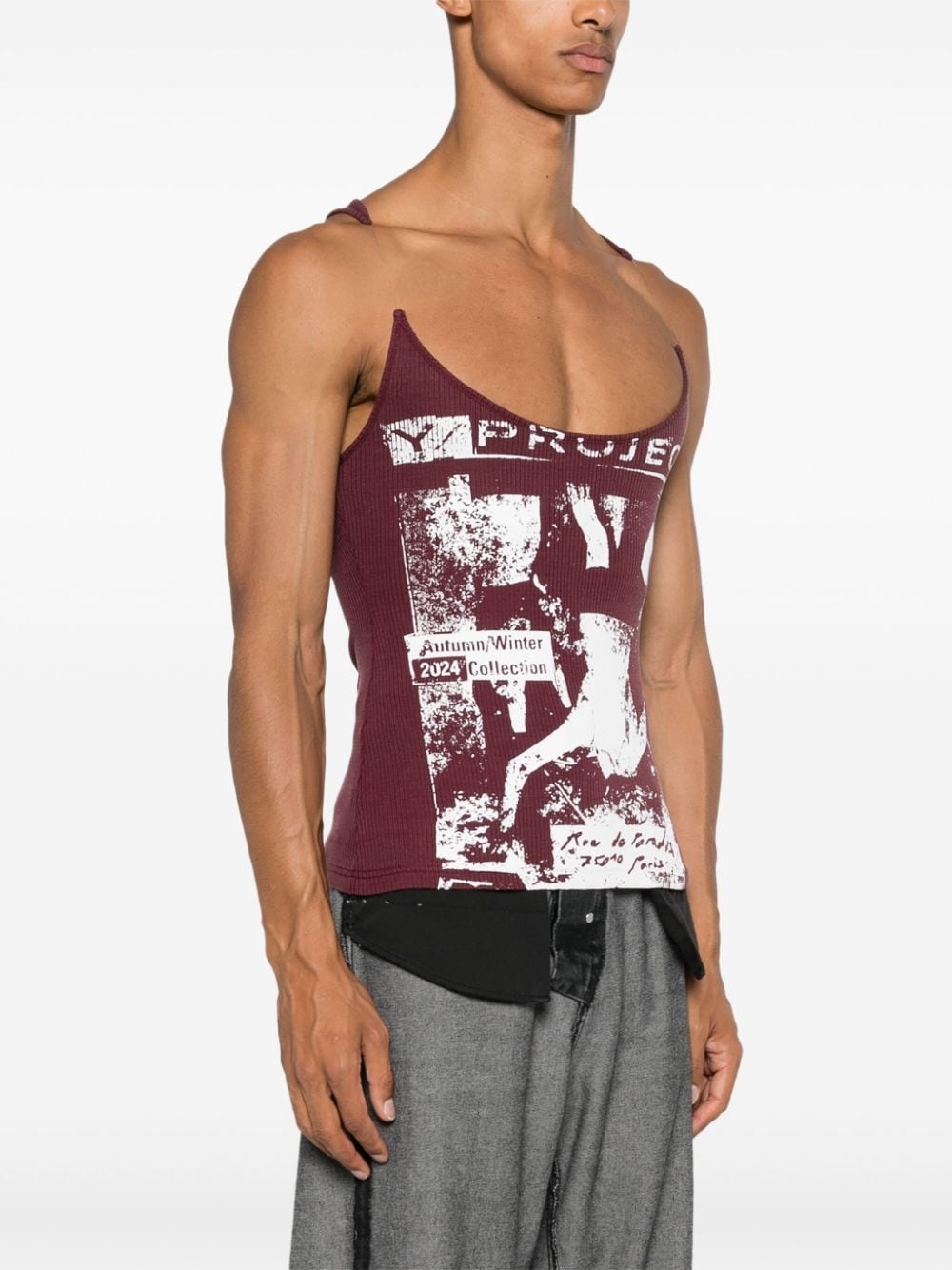 rock band-print invisible strap tank top - 4