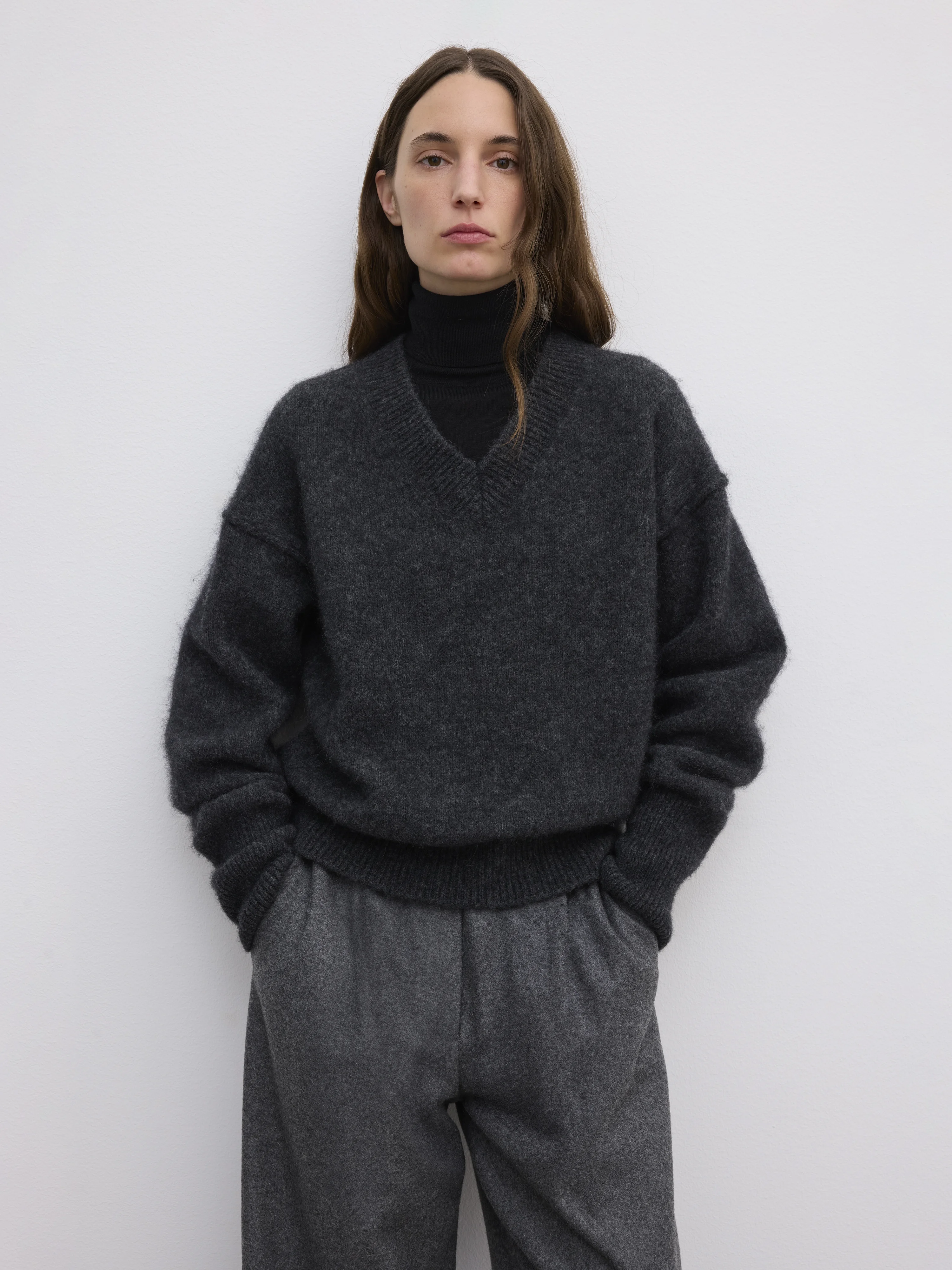 V-neck Alpaca Knit - 1