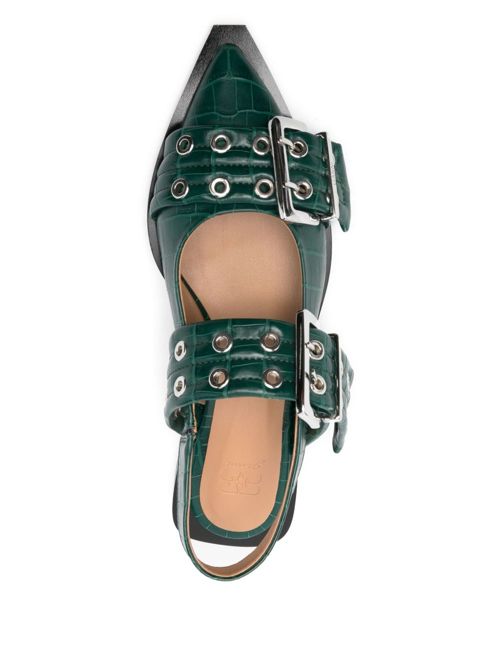 double-buckle pointed flat pumps - 4