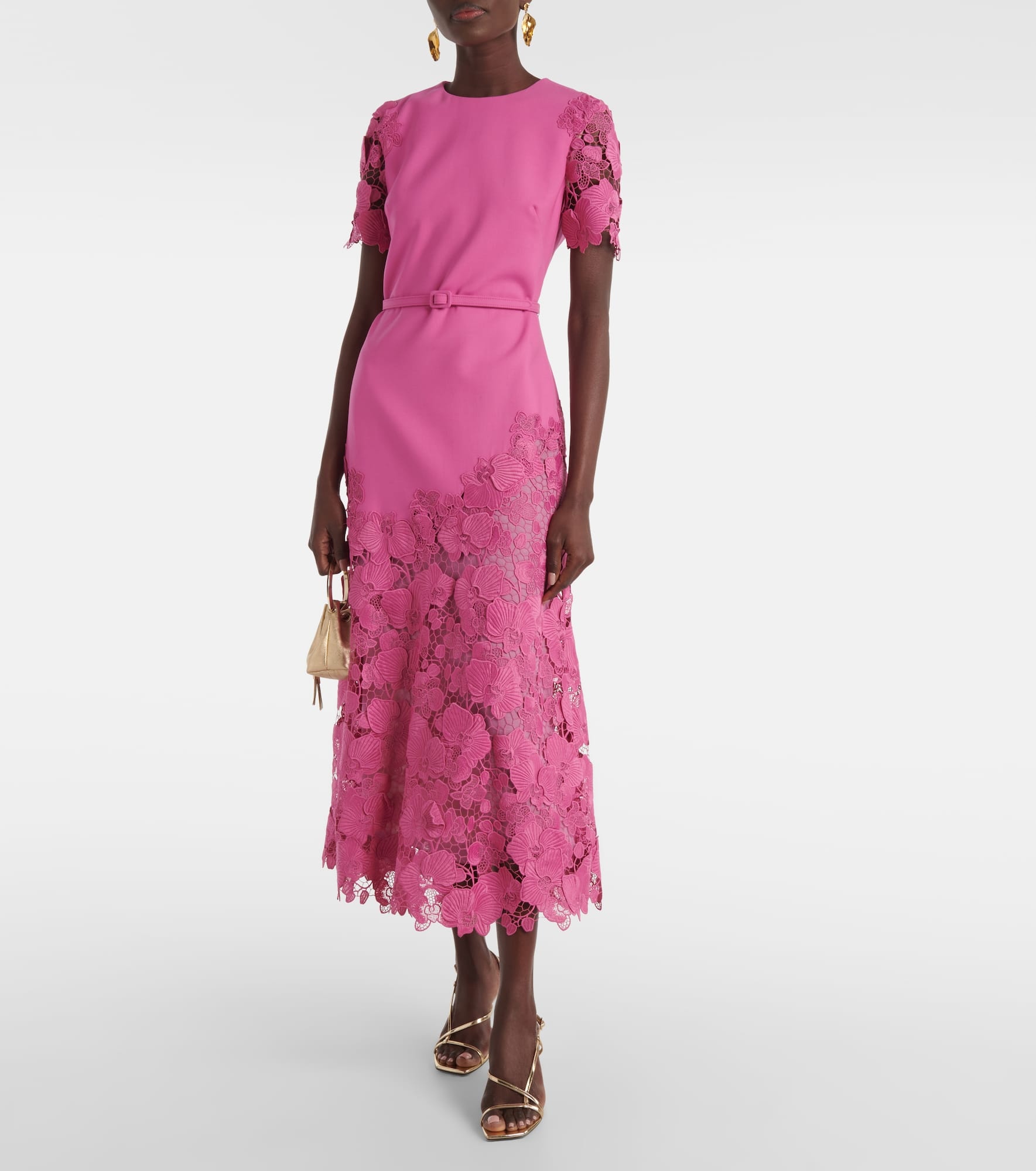 Orchid guipure wool-blend midi dress - 2