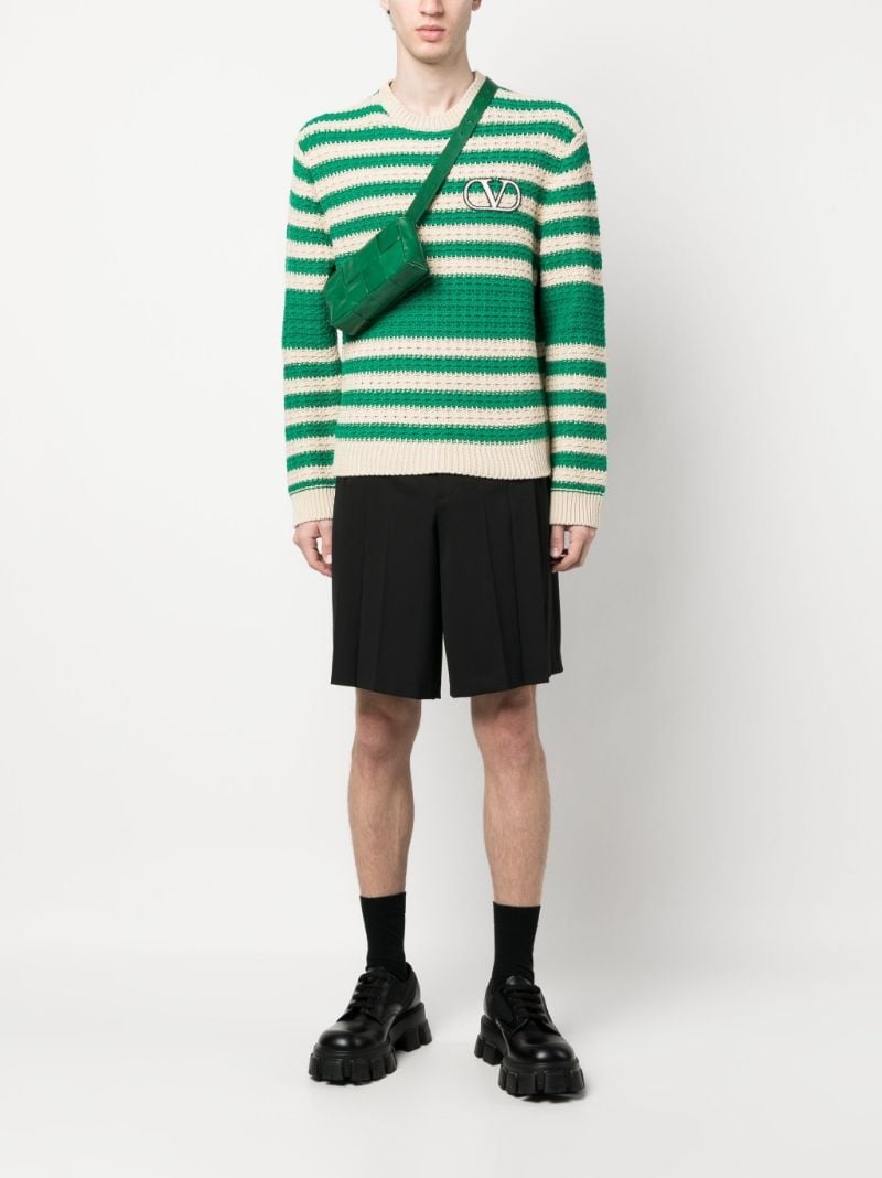 crochet-knit striped jumper - 2