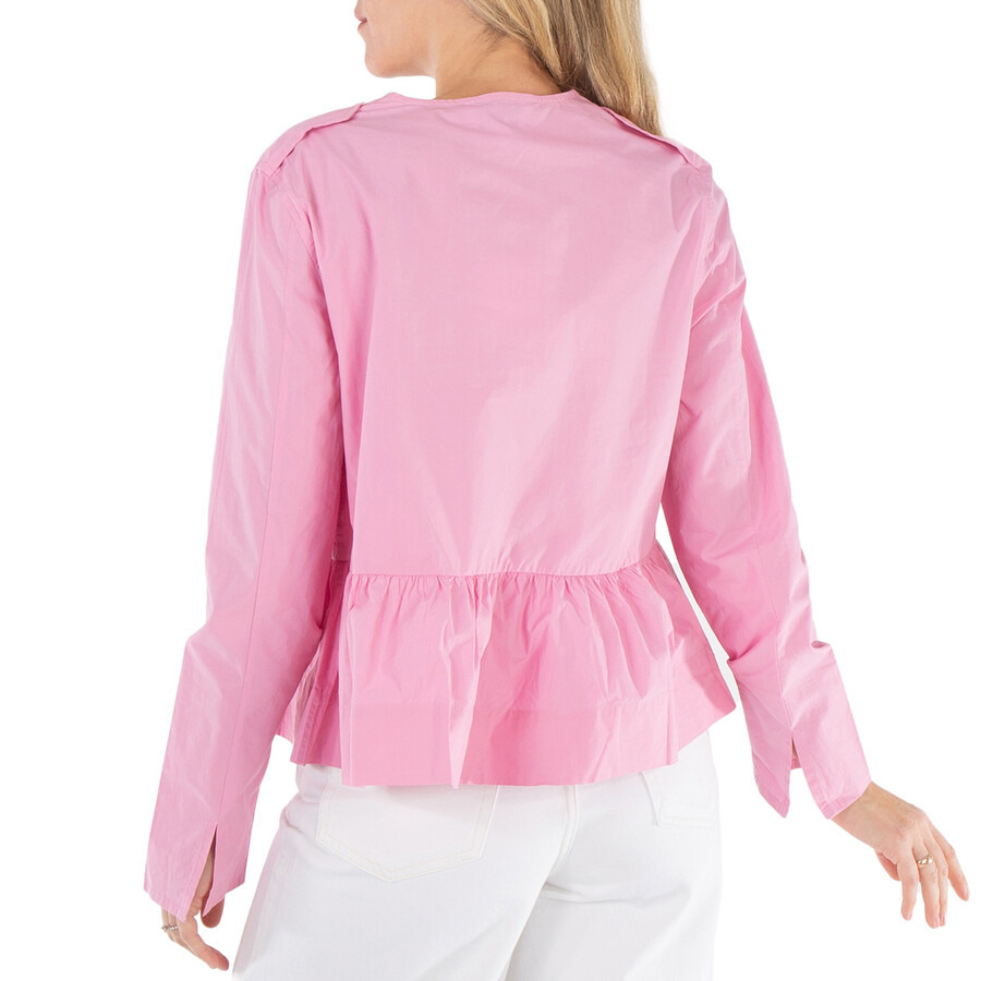 Ganni Orchid Smoke Tie String Peplum Blouse - 3